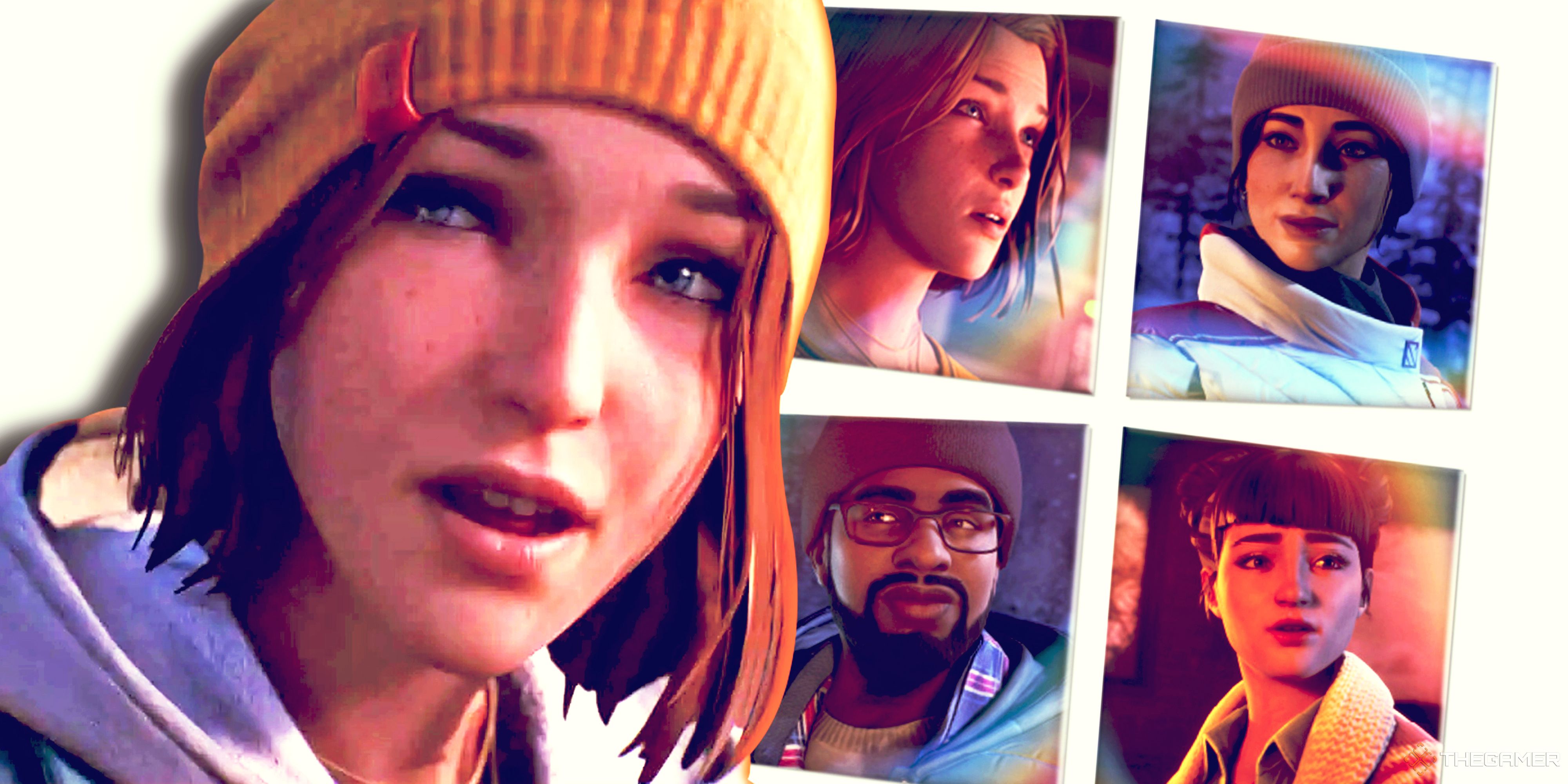 Max Caulfield next to a collage of characters in Life is Strange: Double Exposure.