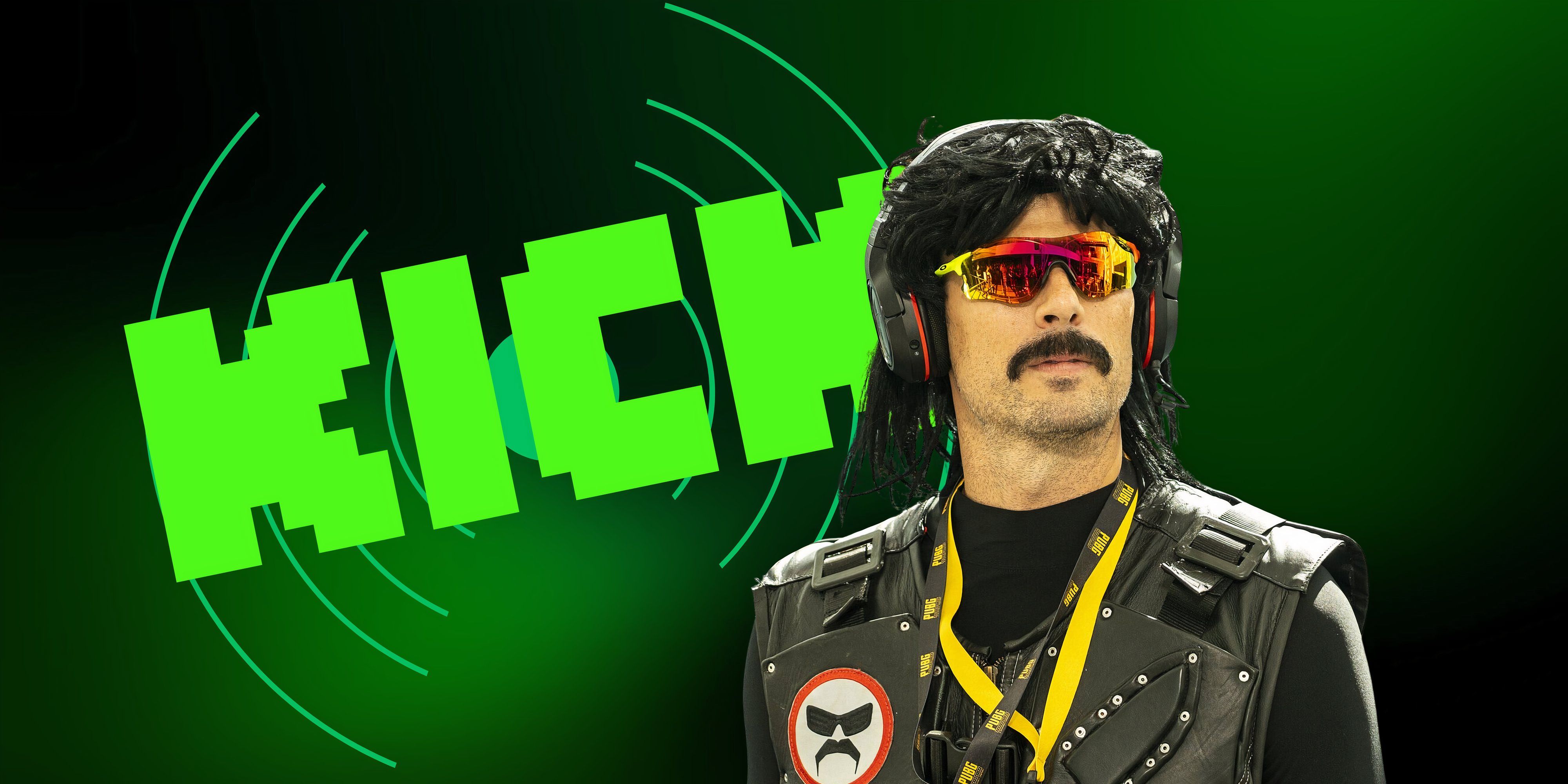 Dr DisRespect in front of the Kick logo