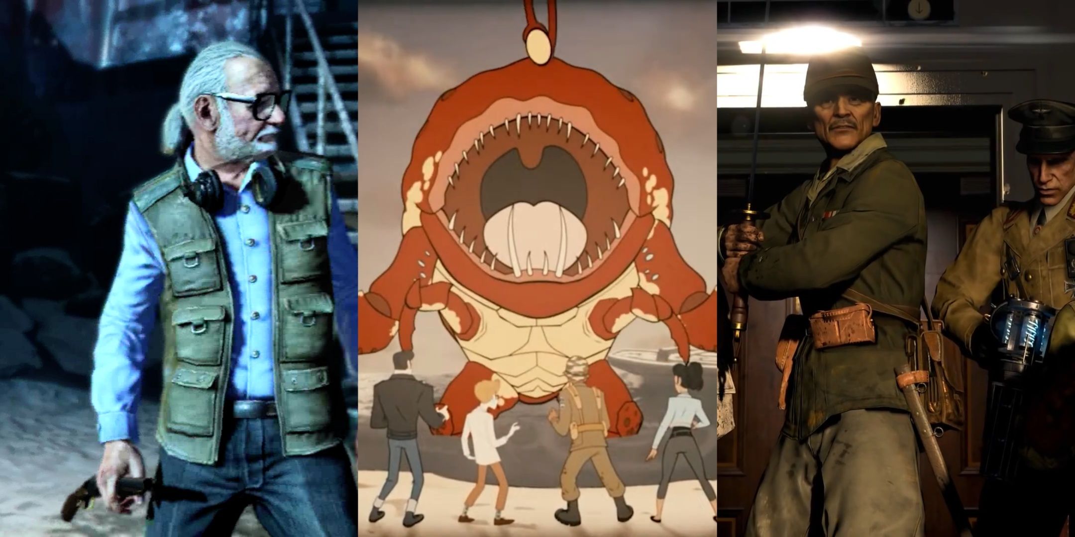 George Romero from Call of the Dead in Call of Duty: Black Ops 1, the ending to Attack of the Radioactive Thing in Call of Duty: Infinite Warfare, and the original crew in Classified in Call of Duty: Black Ops 4.