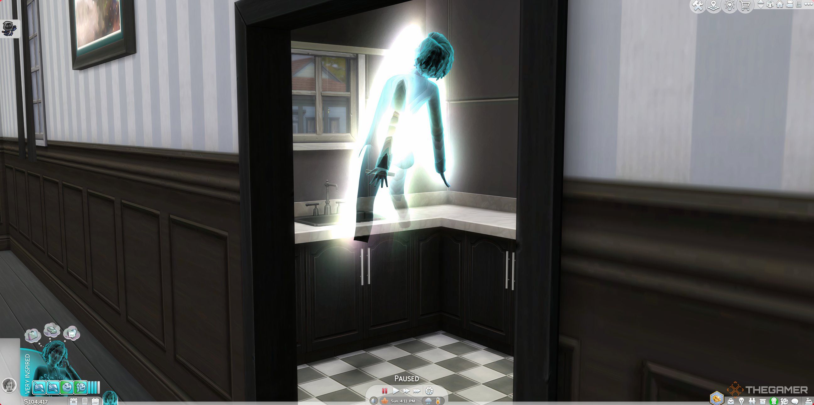 Sims 4 Life and Death a sim transforming into a ghost.