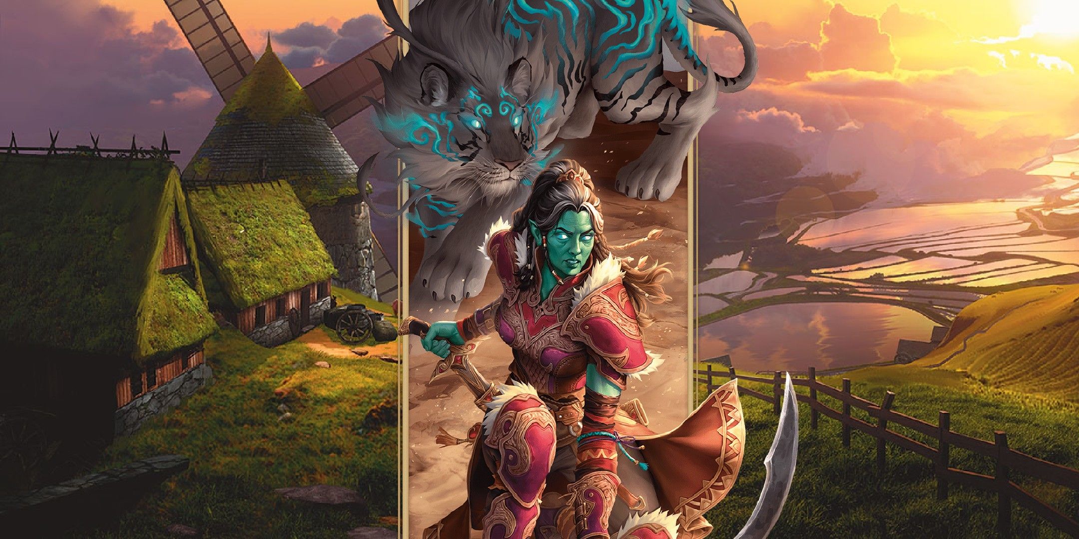 Dungeons & Dragons image showing a ranger with her animal companion.