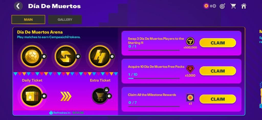 FC Mobile Dia de Muertos Arena Matches and Quests, FC Mobile Dia de Muertos Arena