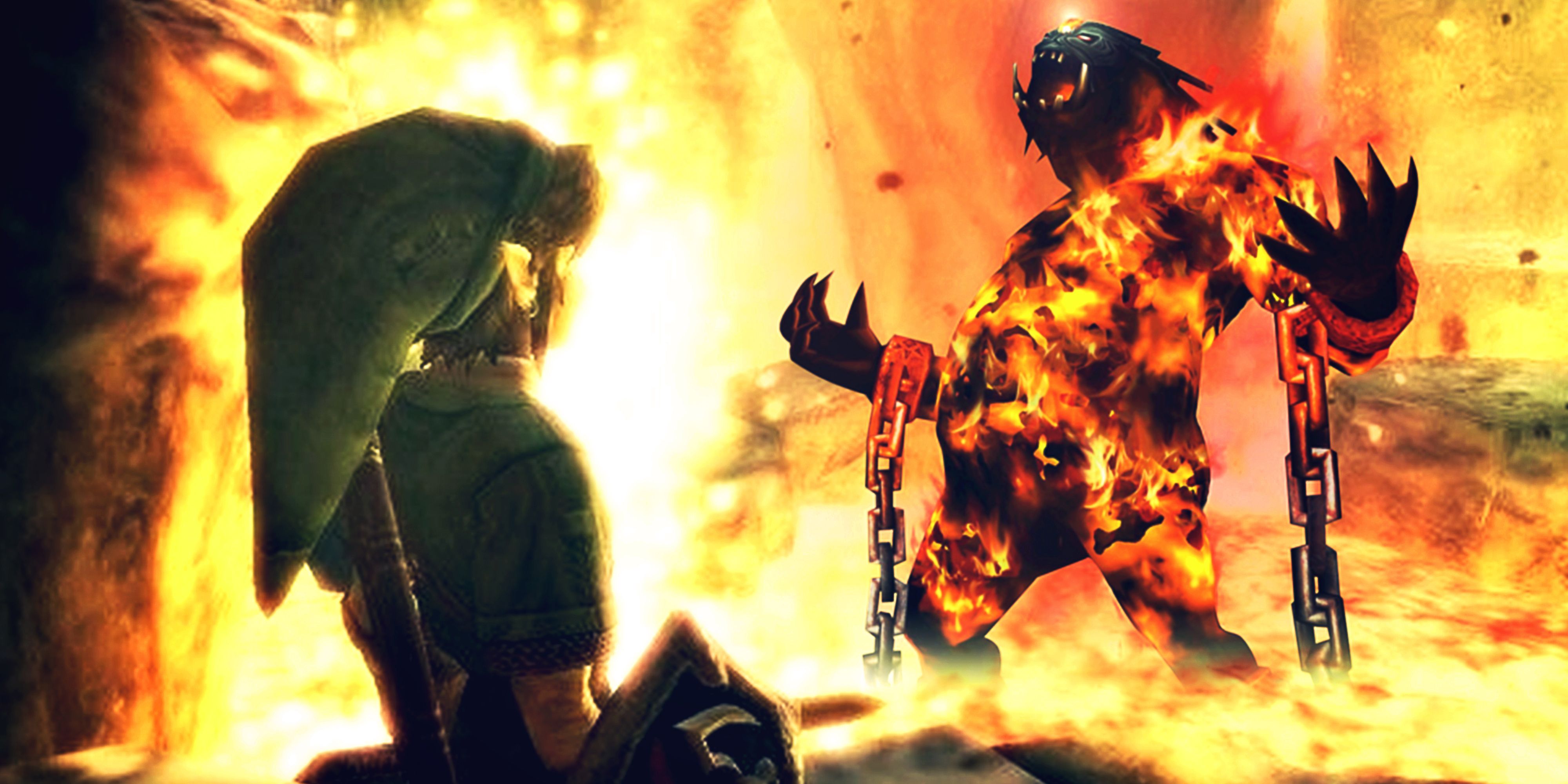 Link facing Goron Mines boss Pyrus in Twilight Princess