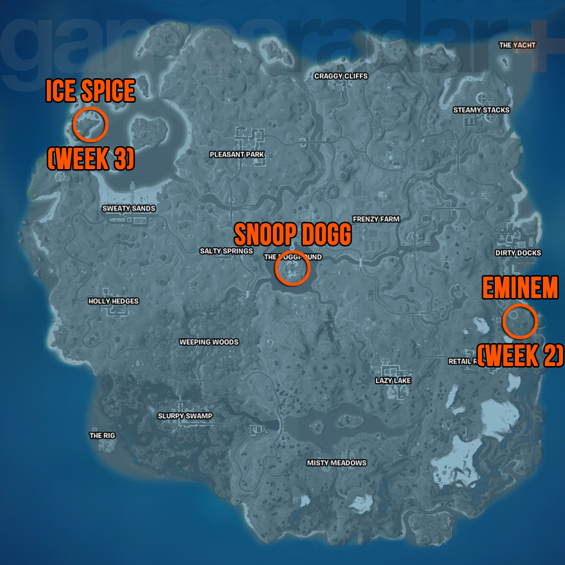 Fortnite Rappers locations map