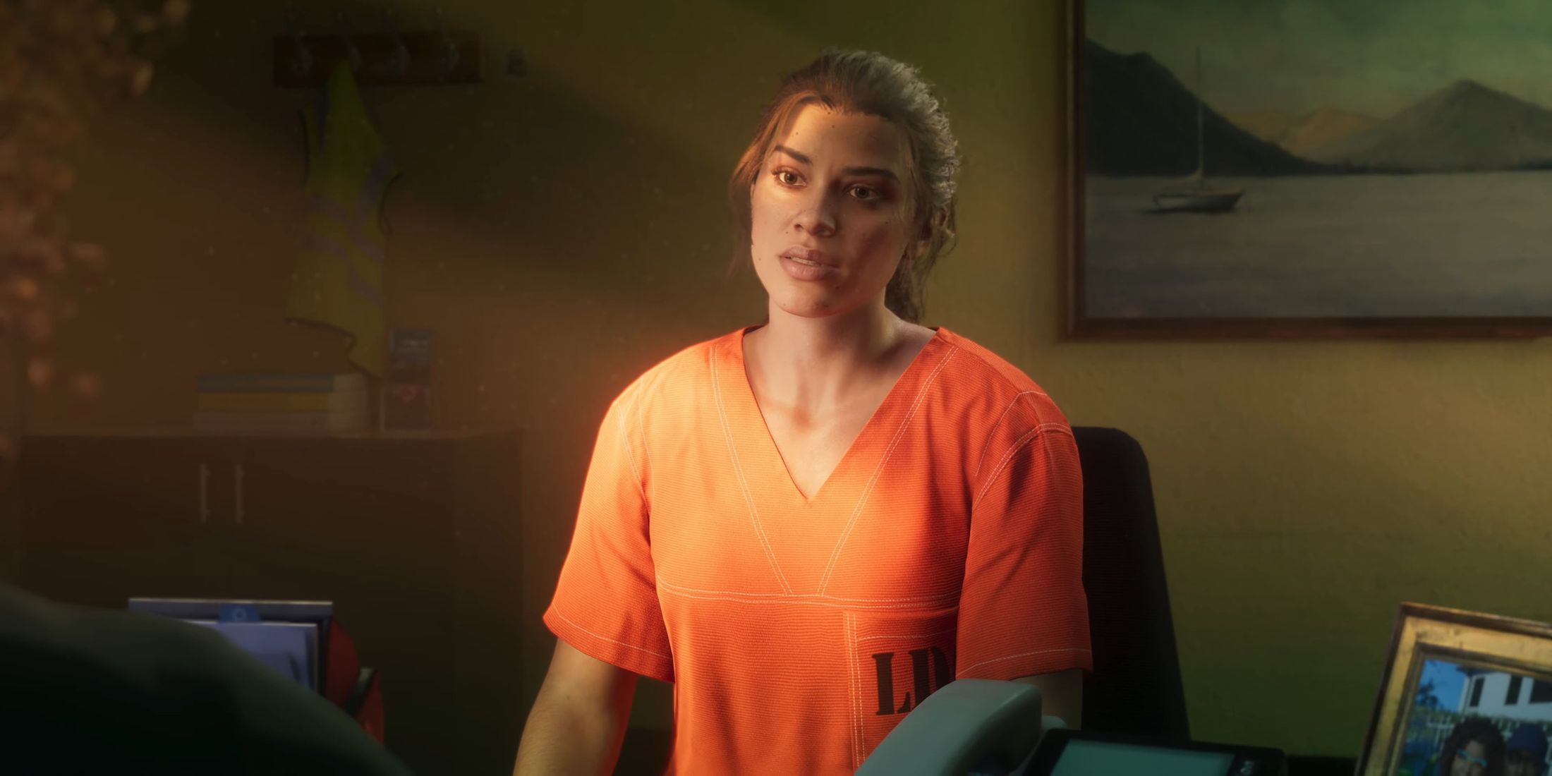 Lucia from GTA 6 wearing prison clothes, as shown in the trailer 