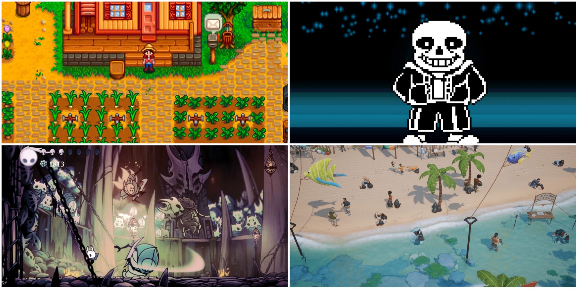 Stardew Valley, Undertale, Hallow Knight, Coral Island