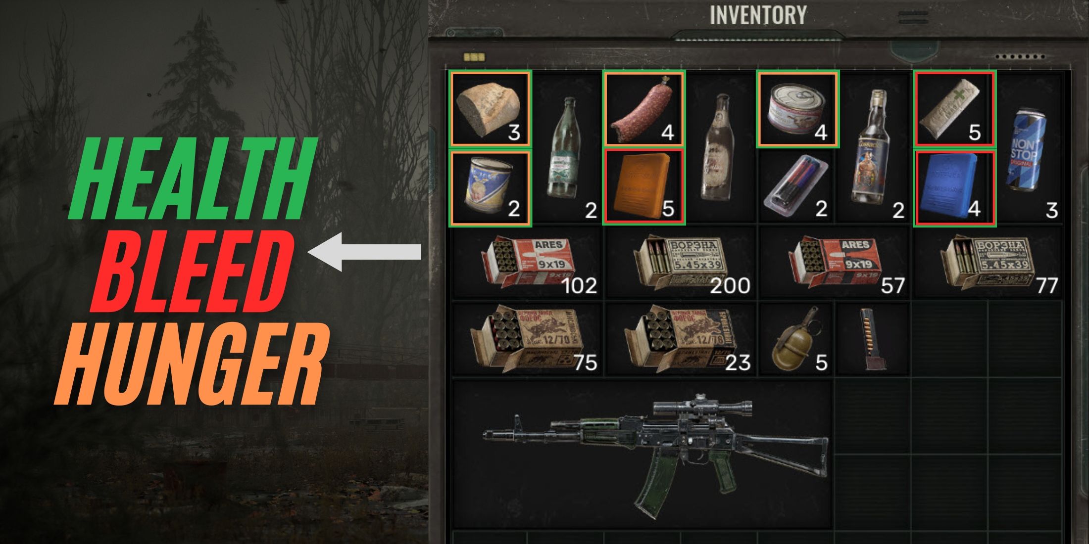 How to Heal, Stop Bleeding, and Replenish Hunger Status in Stalker 2