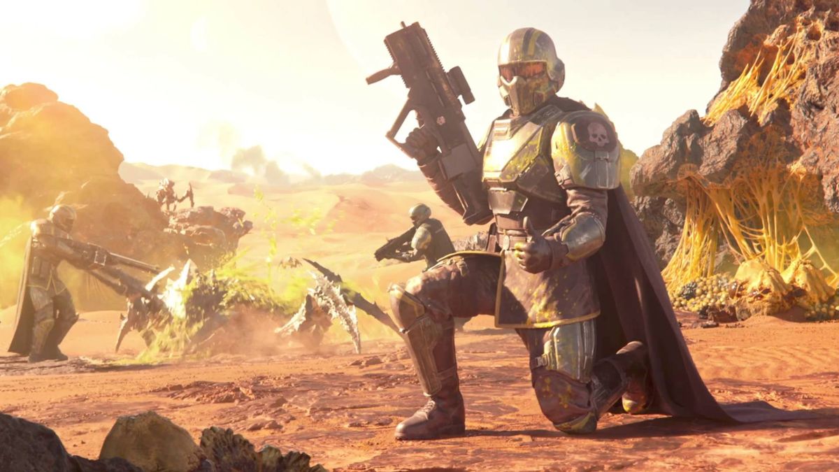 Helldivers 2 creative director once said transmog "doesn't make sense" for the shooter, but has now confirmed Arrowhead is "looking into" armor color customization