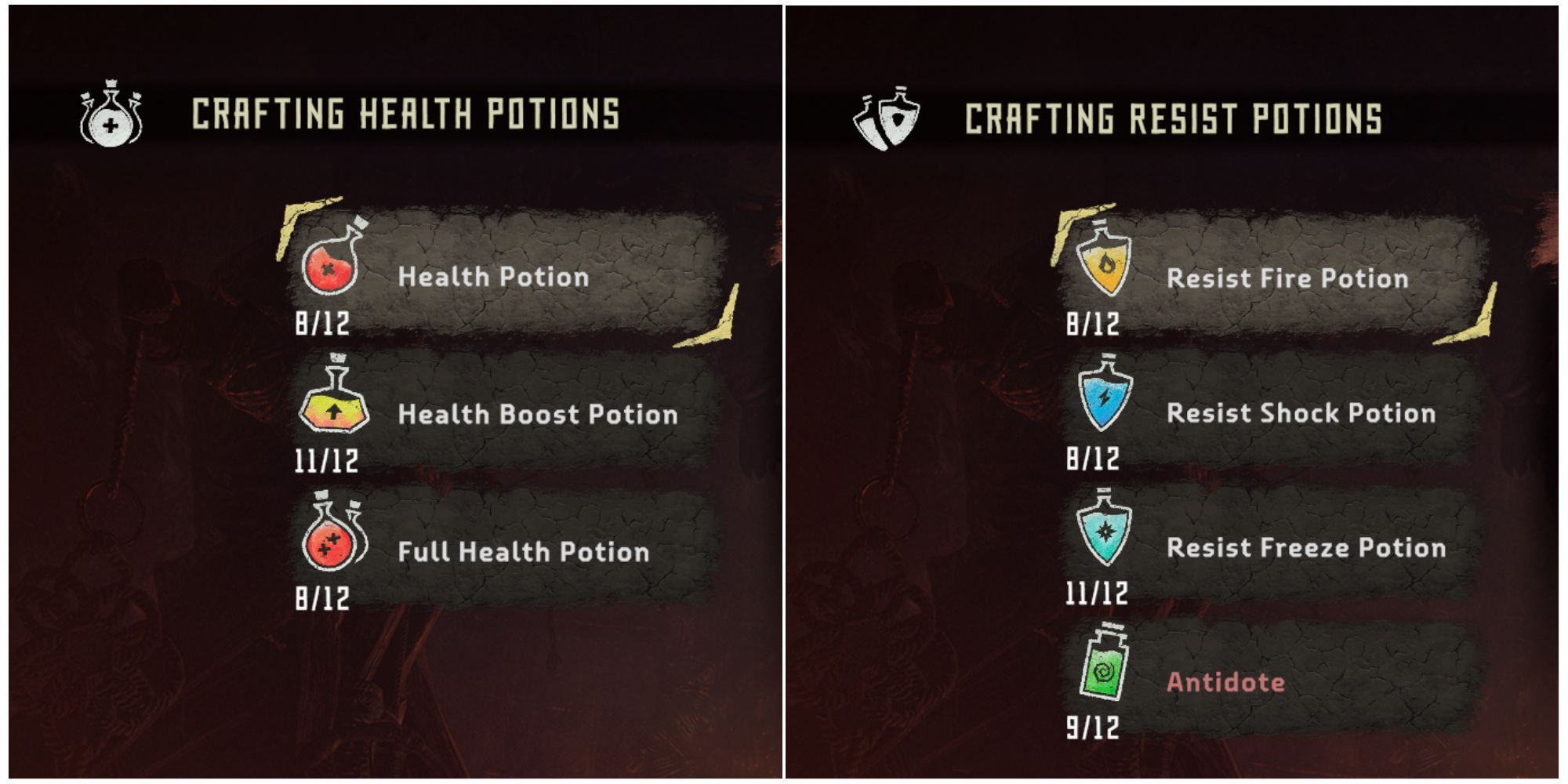 horizon zero dawn crafting potions