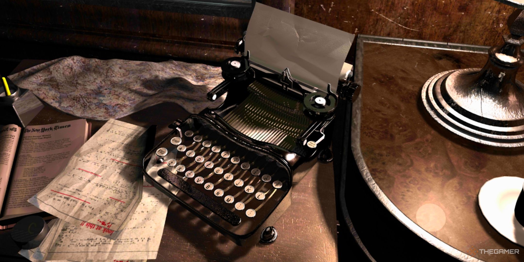 A typewriter save point in Resident Evil 0.