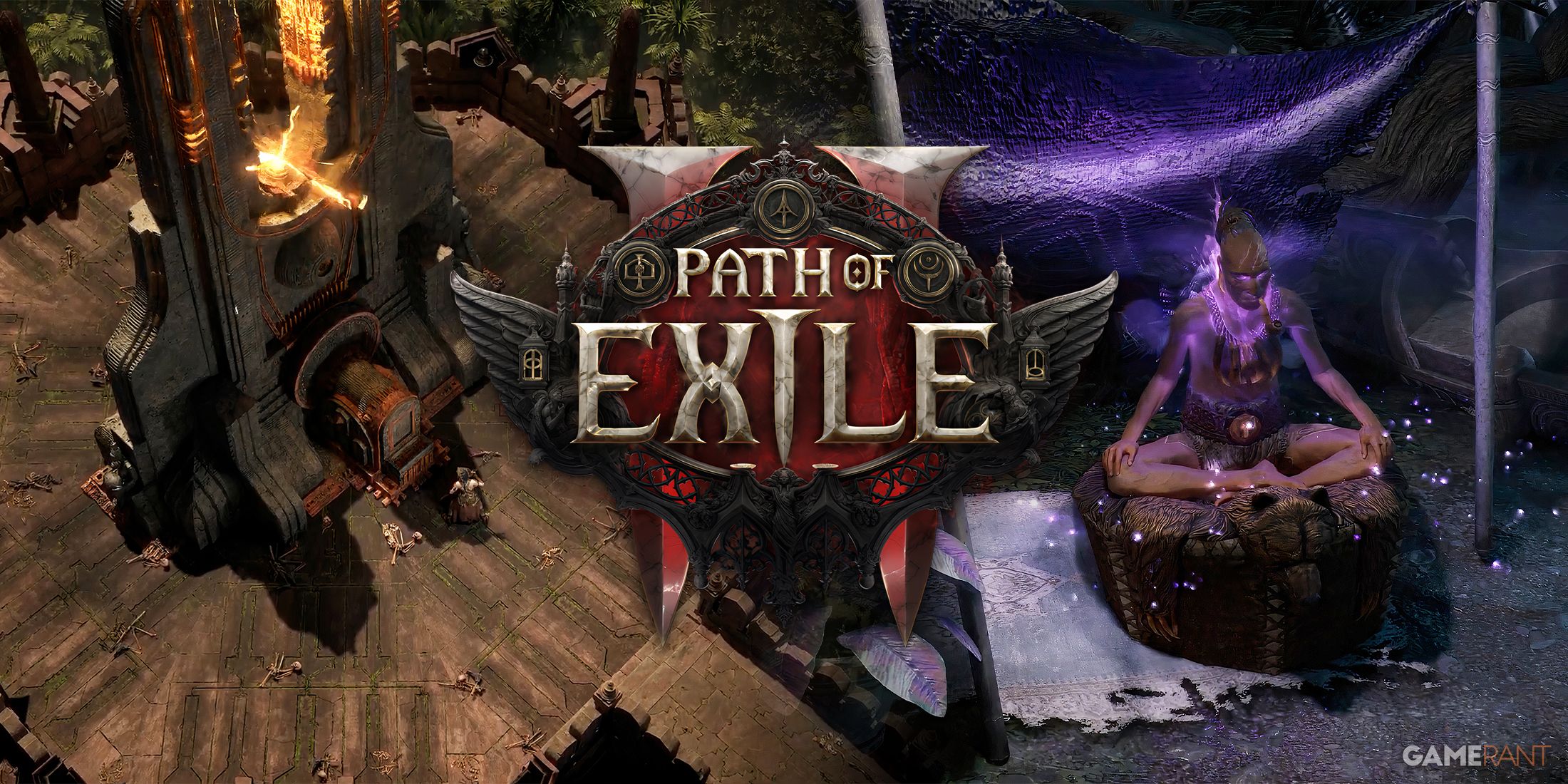 Path of Exile 2 logo with endgame Tower and NPC