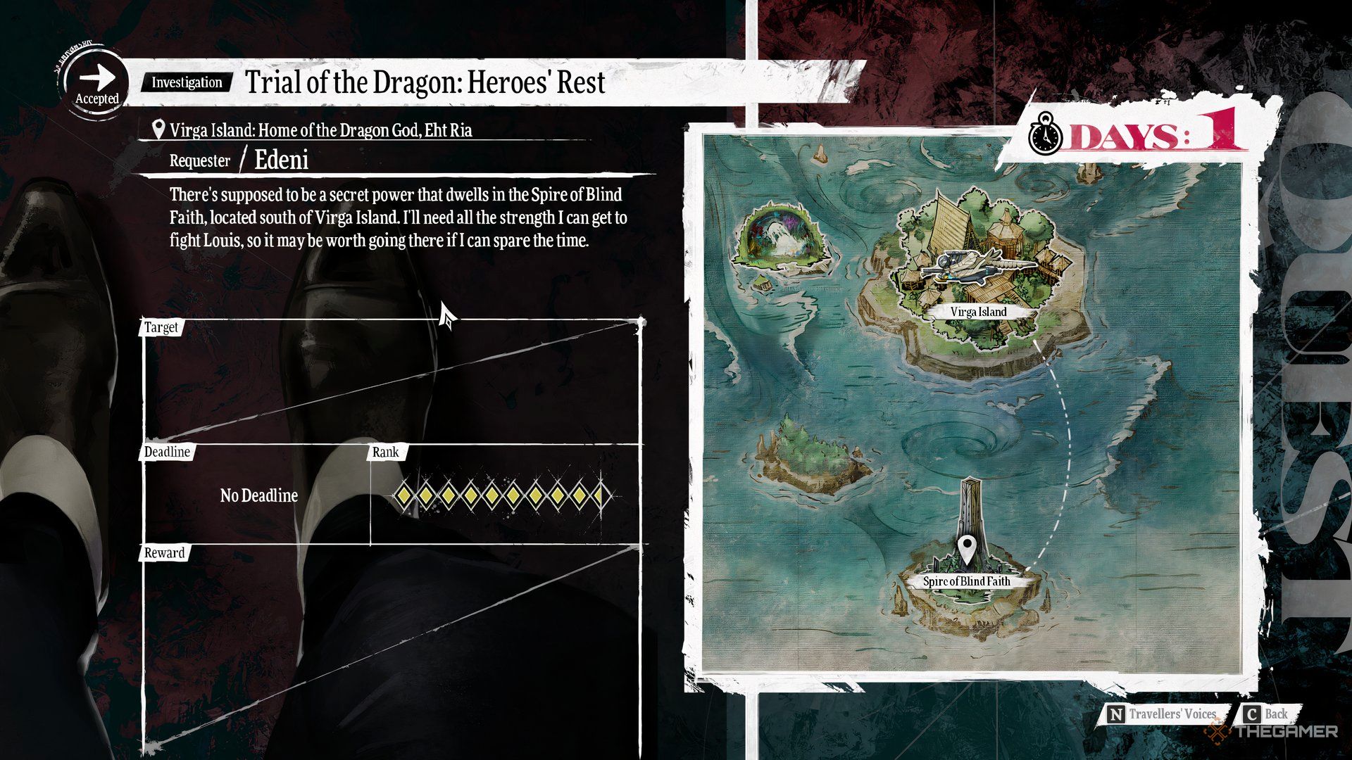 Details for the Metaphor: ReFantazio Trial of the Dragon: Heroe's Rest quest.