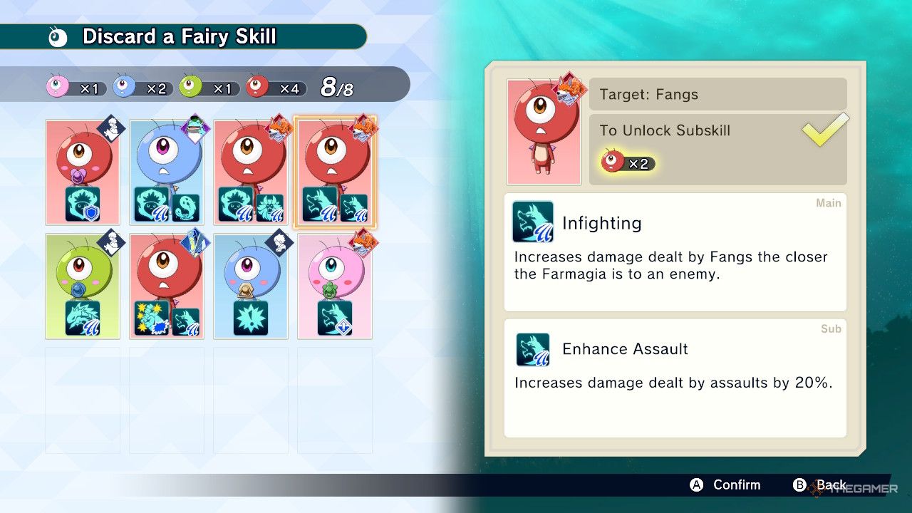 The infighting fairy skill is shown in farmagia.