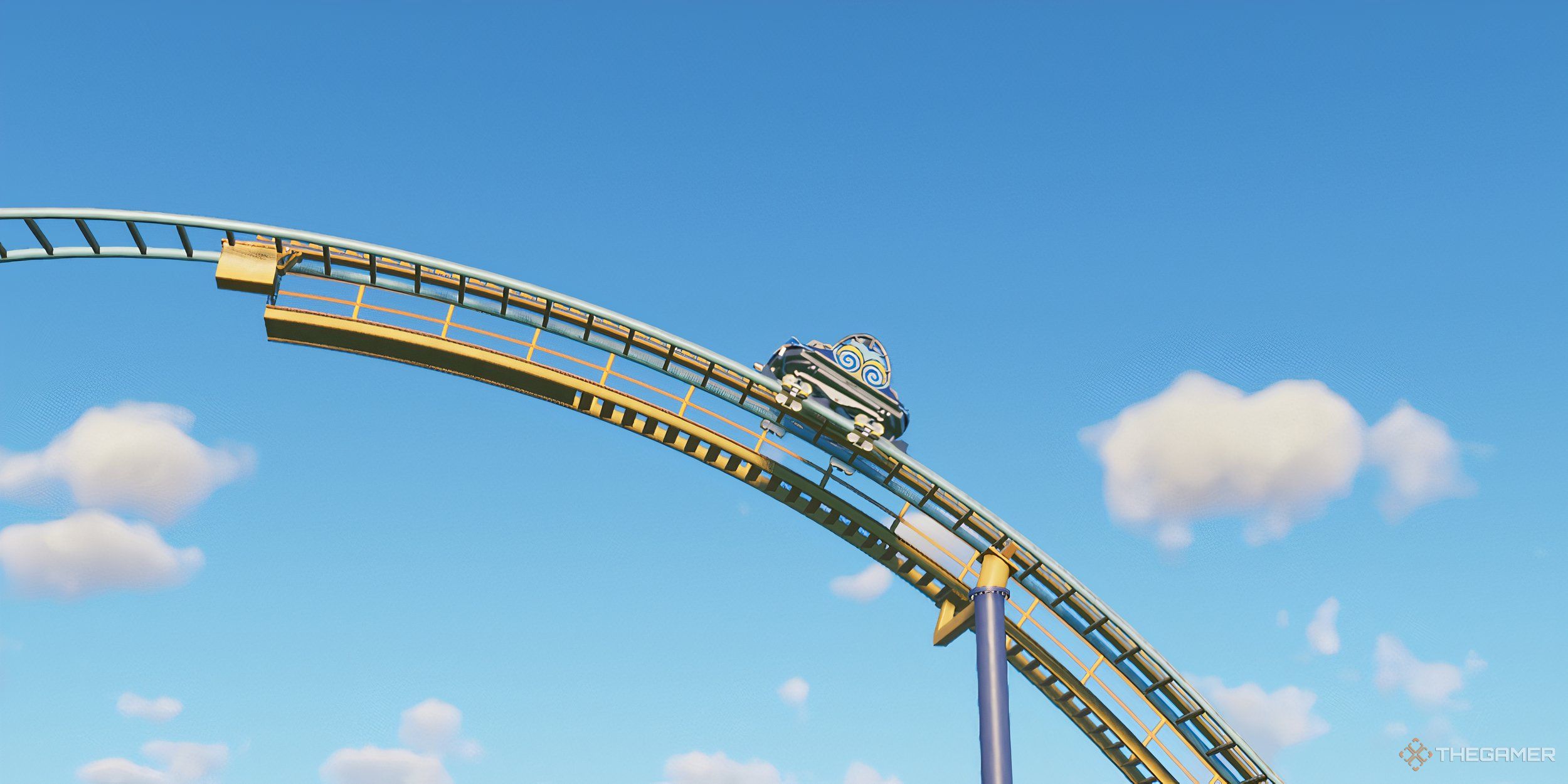 A spinning coaster cart rising into the air.