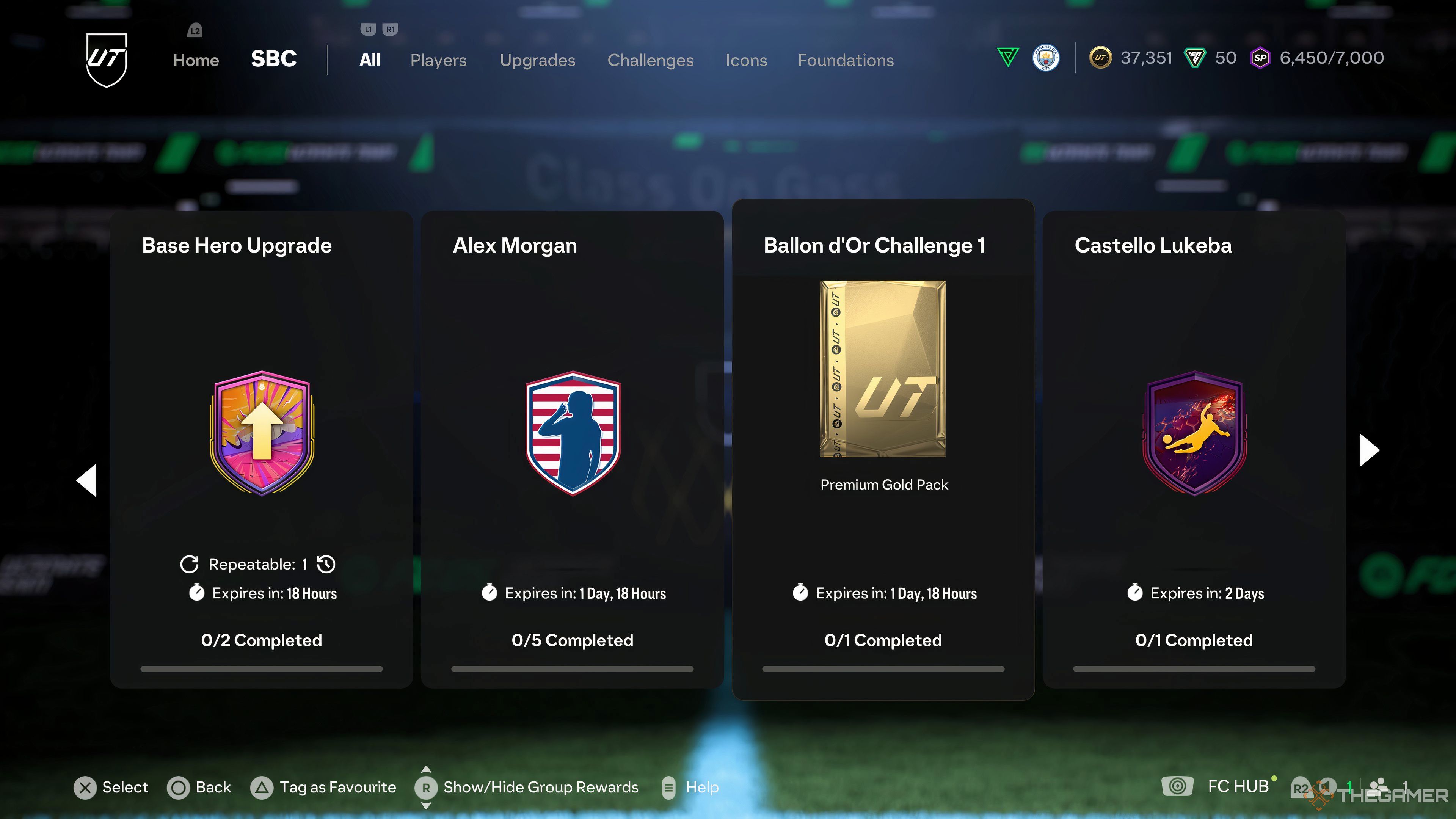 A screenshot of the Ballon d'Or Challenge 1 SBC in EA Sports FC 25.  