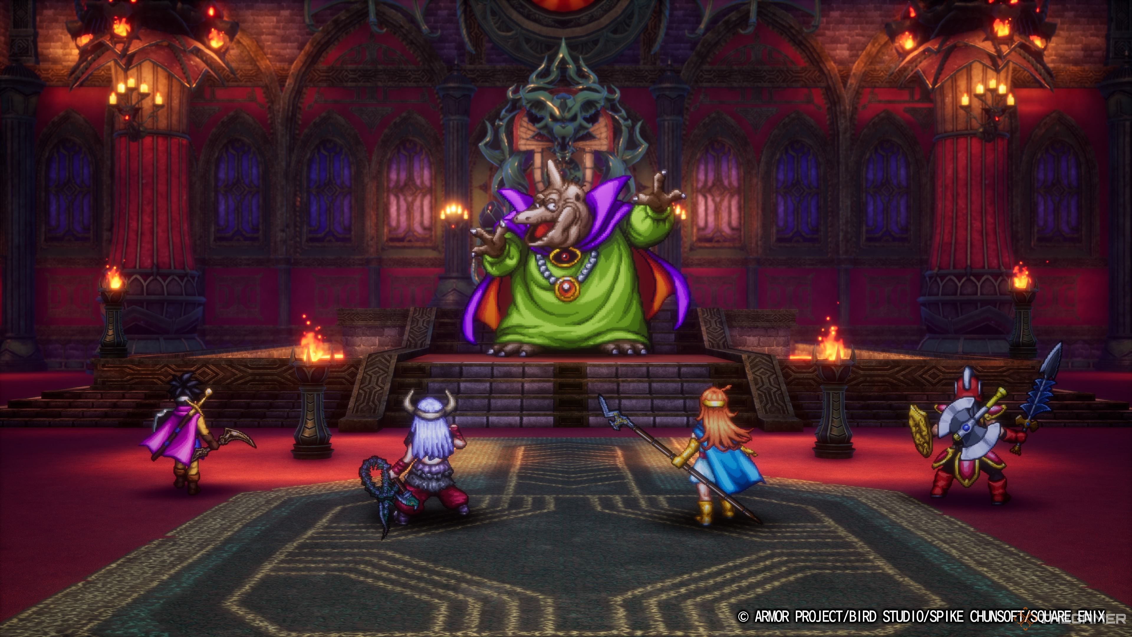 DRAGON QUEST III HD-2D Remake the party in battle against Baramos.