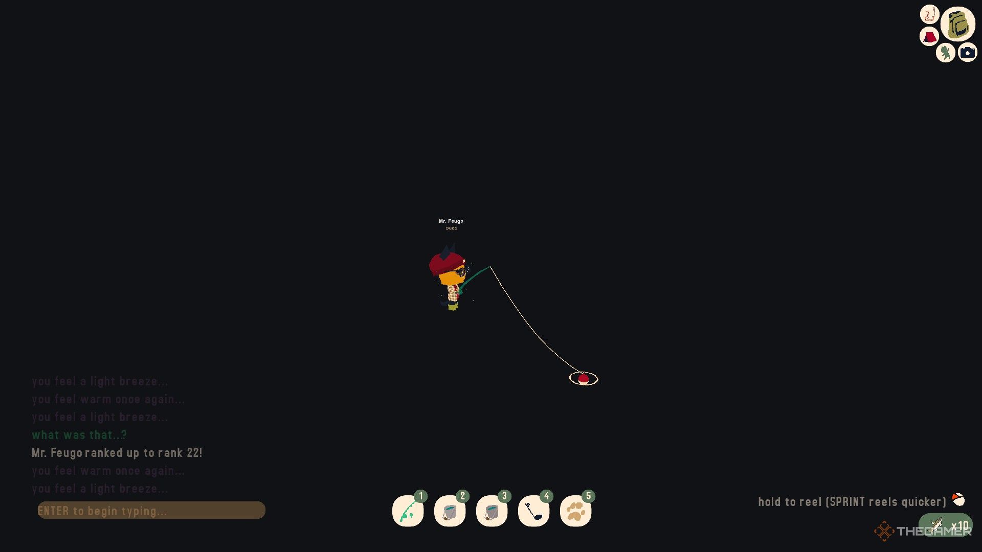 The player is fishing inside the void in Webfishing.