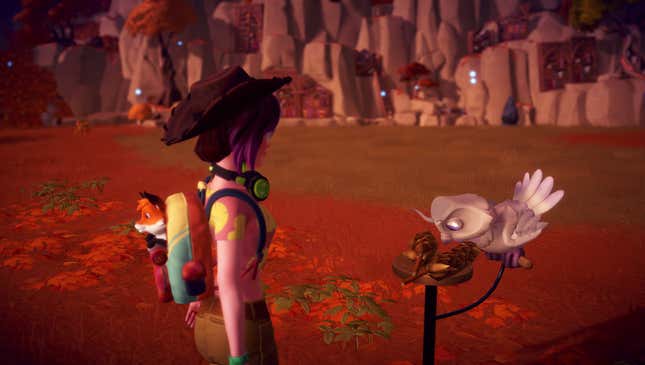 A player character watches an owl eat.