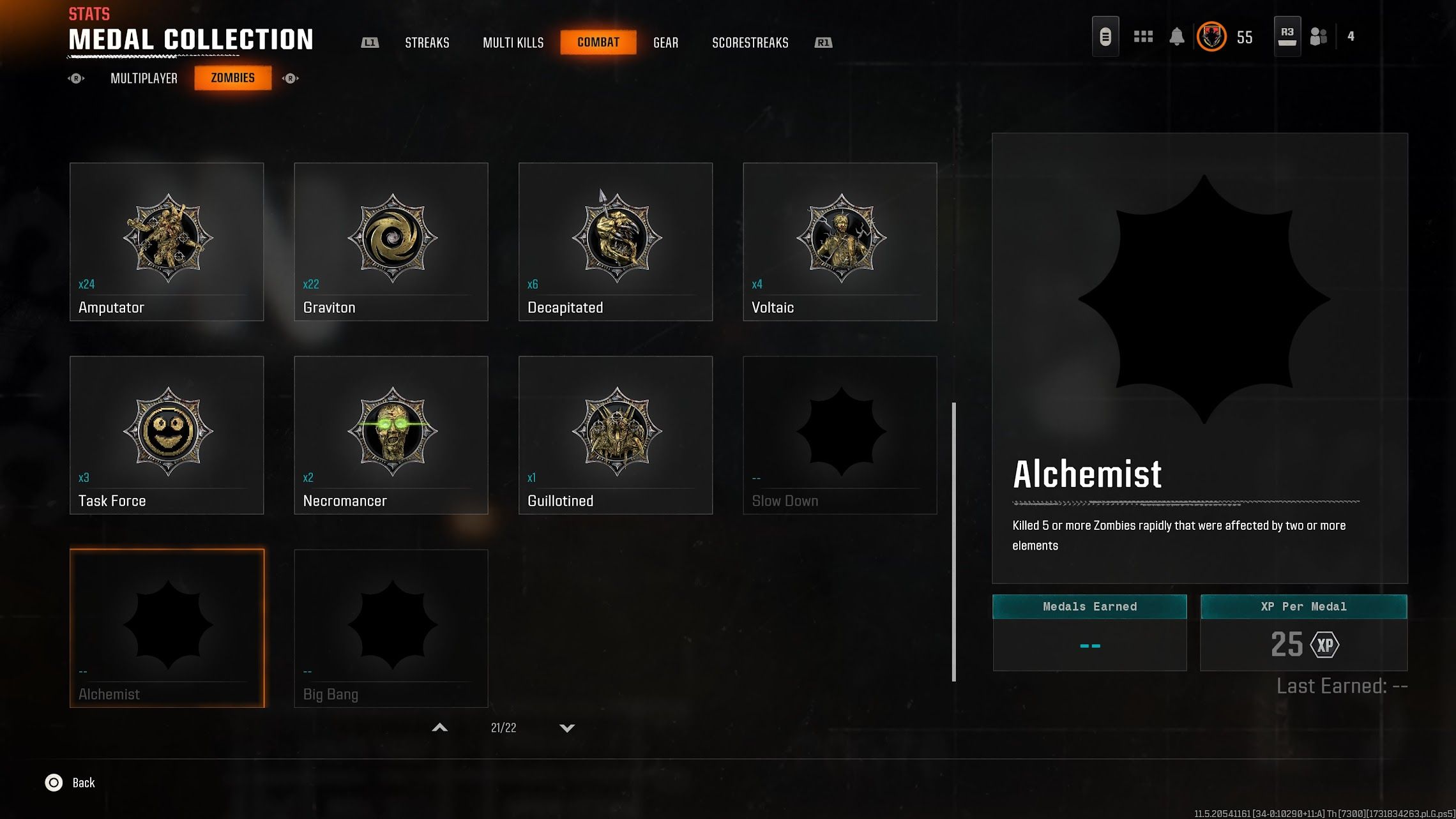 Alchemist Medal showcase in the medals menu - bo6