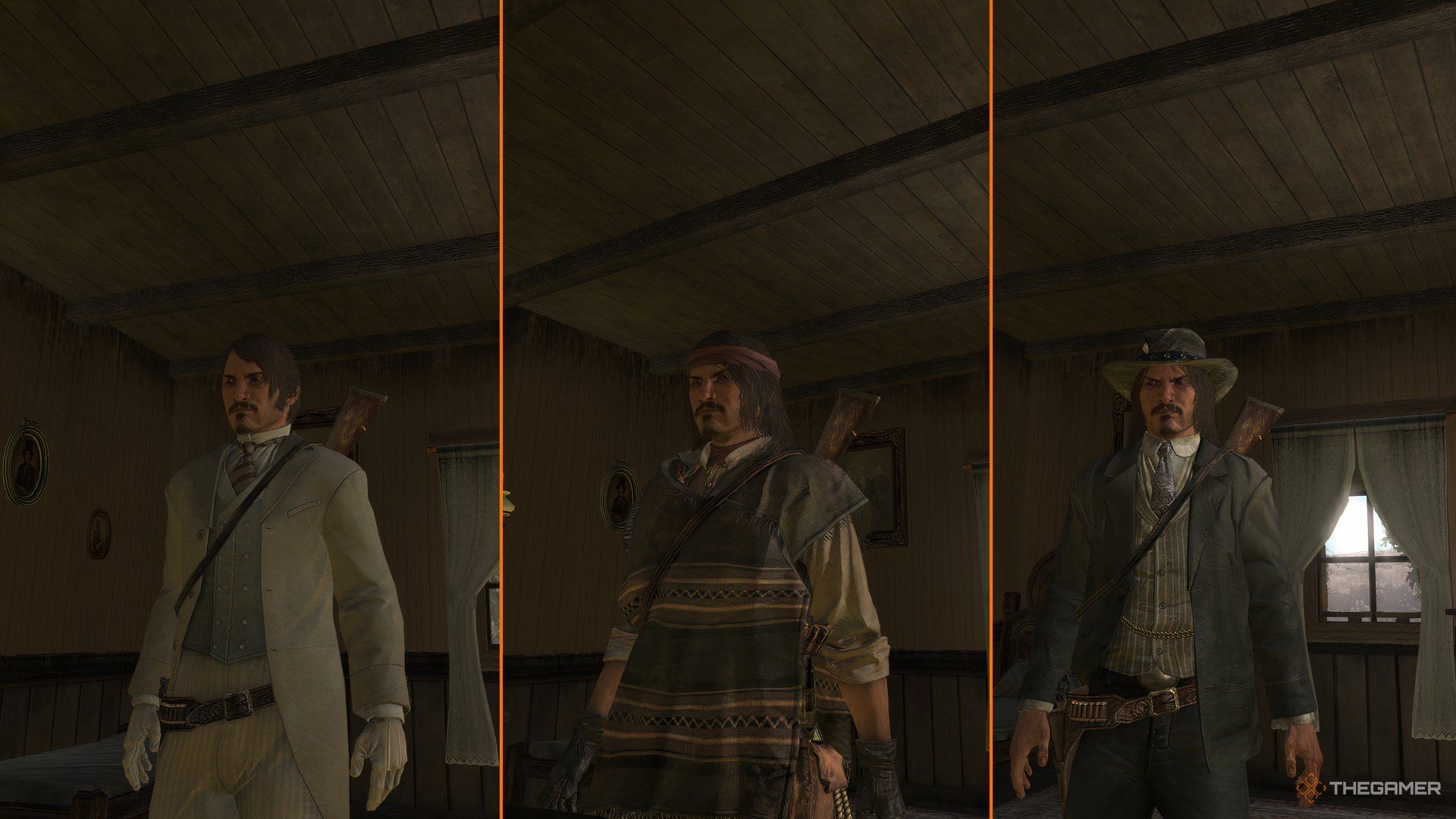 The Elegant, Reyes, and Gentleman outfits in Red Dead Redemption. 