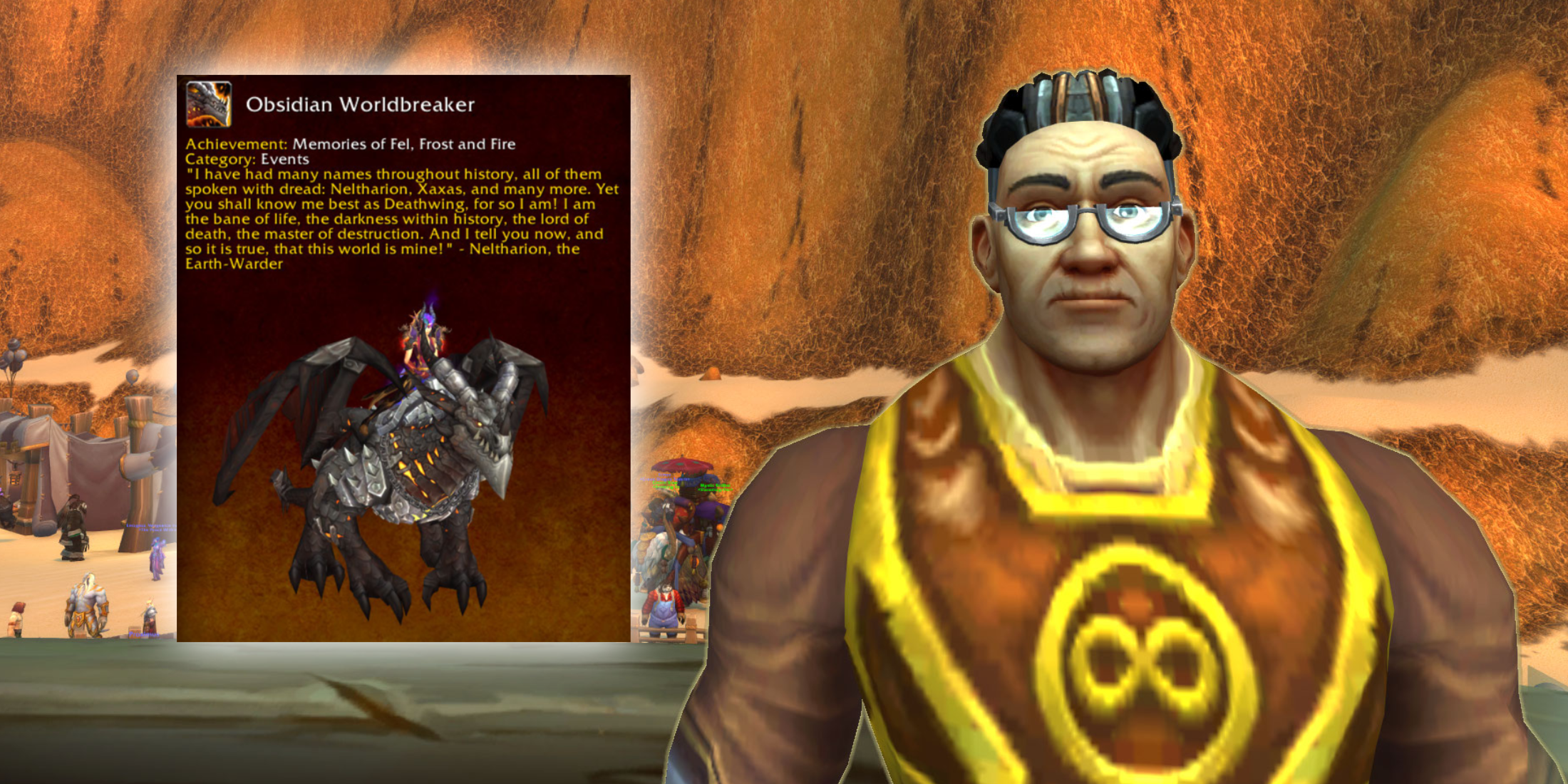 World of Warcraft Obsidian Worldbreaker Storekeeper Reginald 20th Anniversary Event Mount