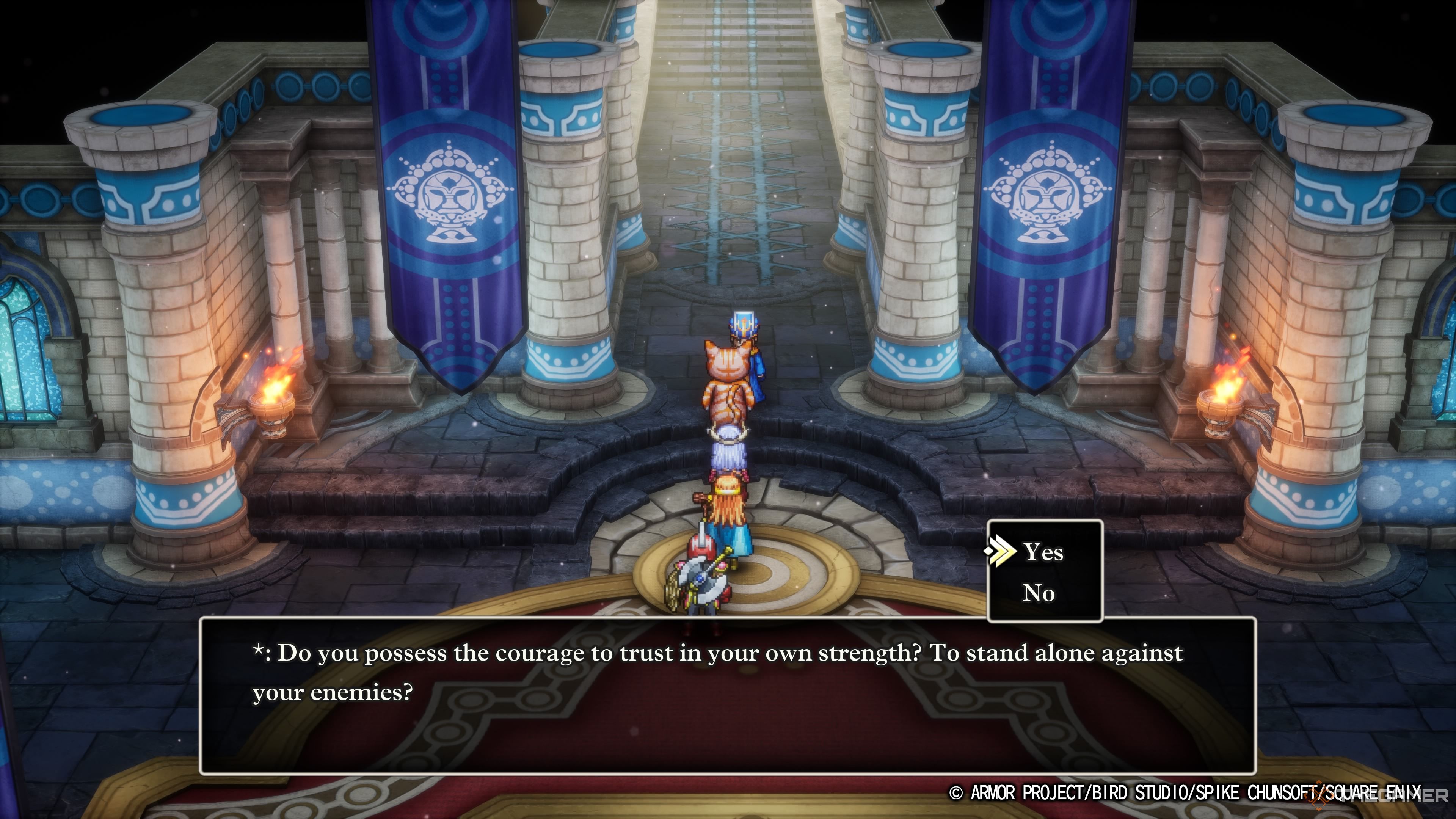 DRAGON QUEST III HD-2D Remake the hero being asked do they trust their strength before entering gaia's navel.