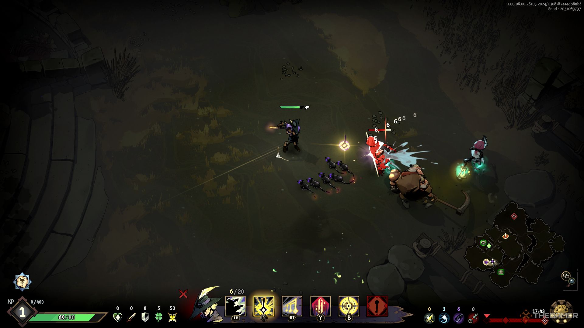 Ravenswatch screenshot of The Pied Piper attacking enemies.