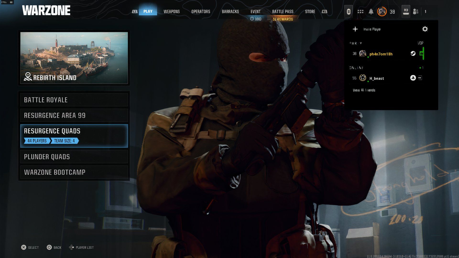 A picture of the lobby screen - bo6