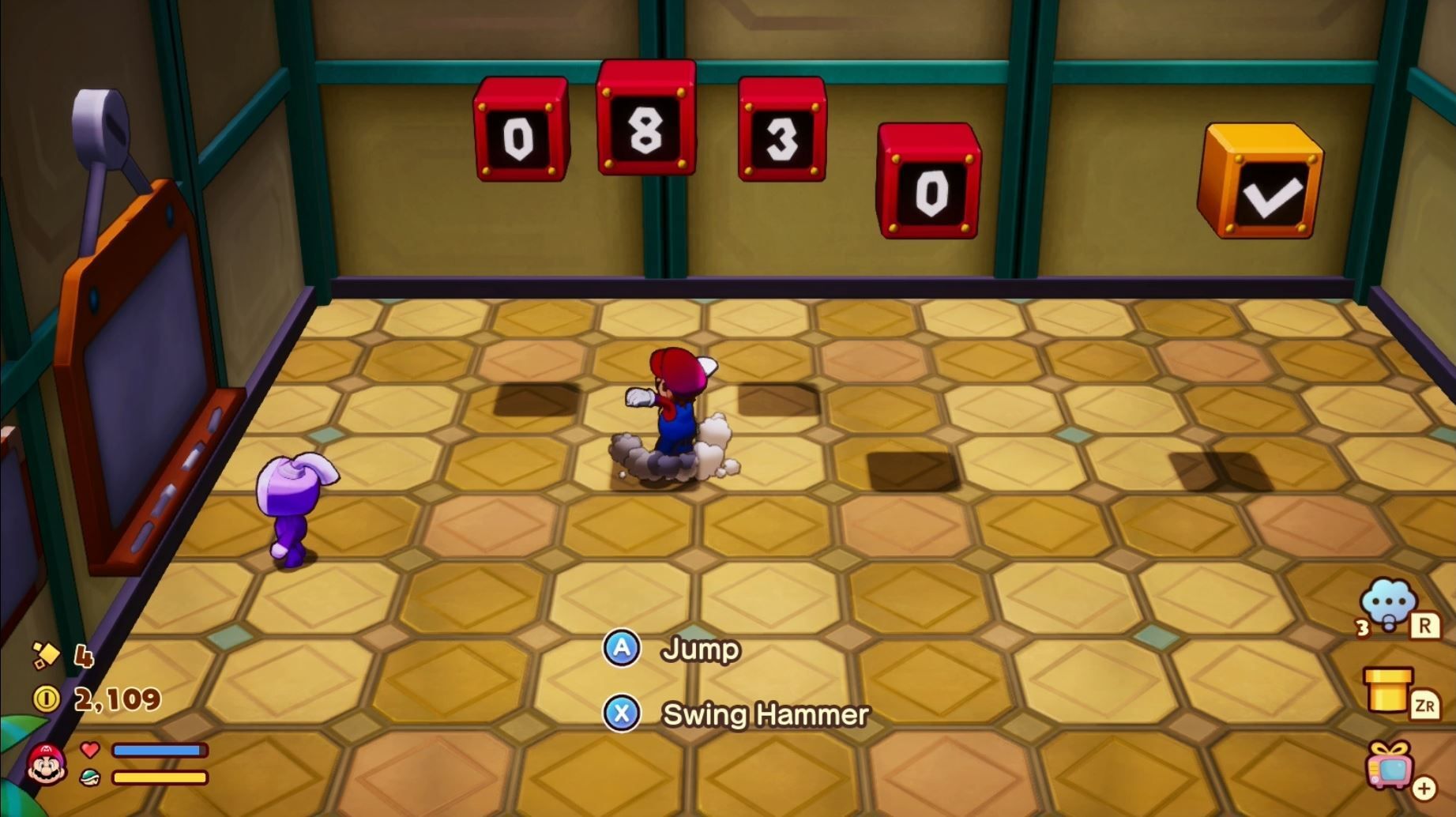 The first number code puzzle on Lottacoin Island in Mario & Luigi: Borthership.