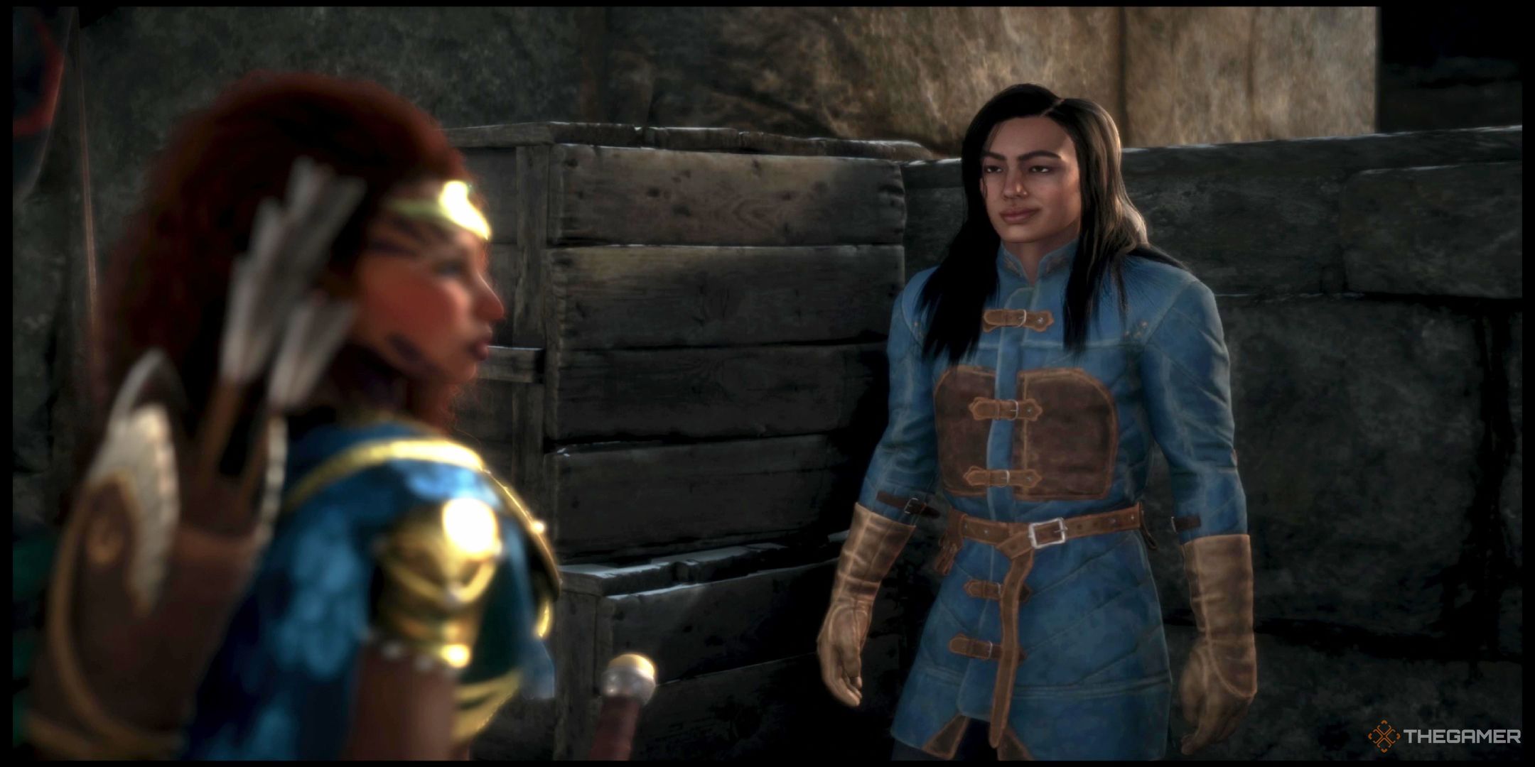 Rook speaks to the Physician's Apprentice during Cabin In The Blight in Dragon Age: The Veilguard.