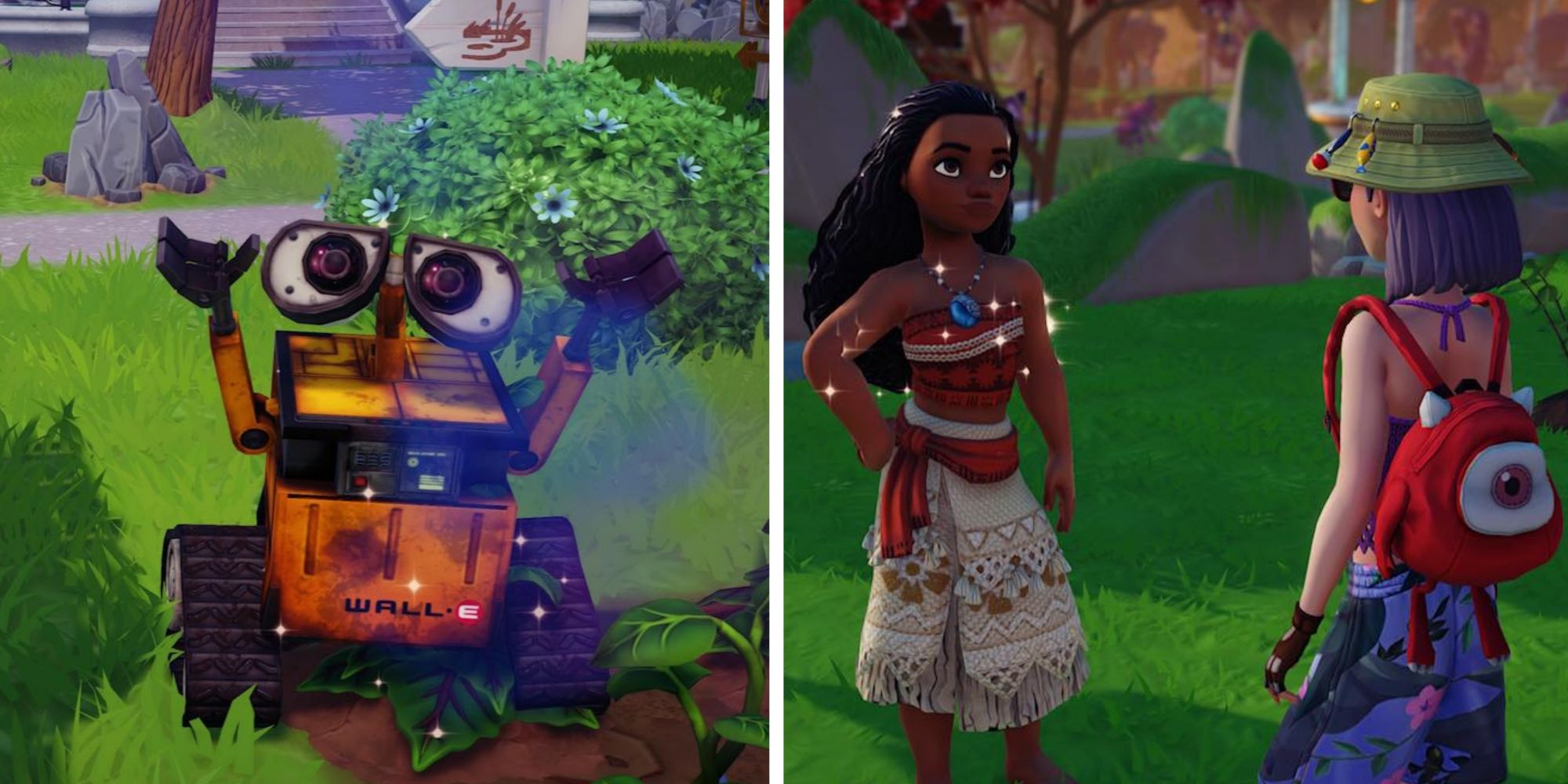 Wall-E and Moana in Disney Dreamlight Valley