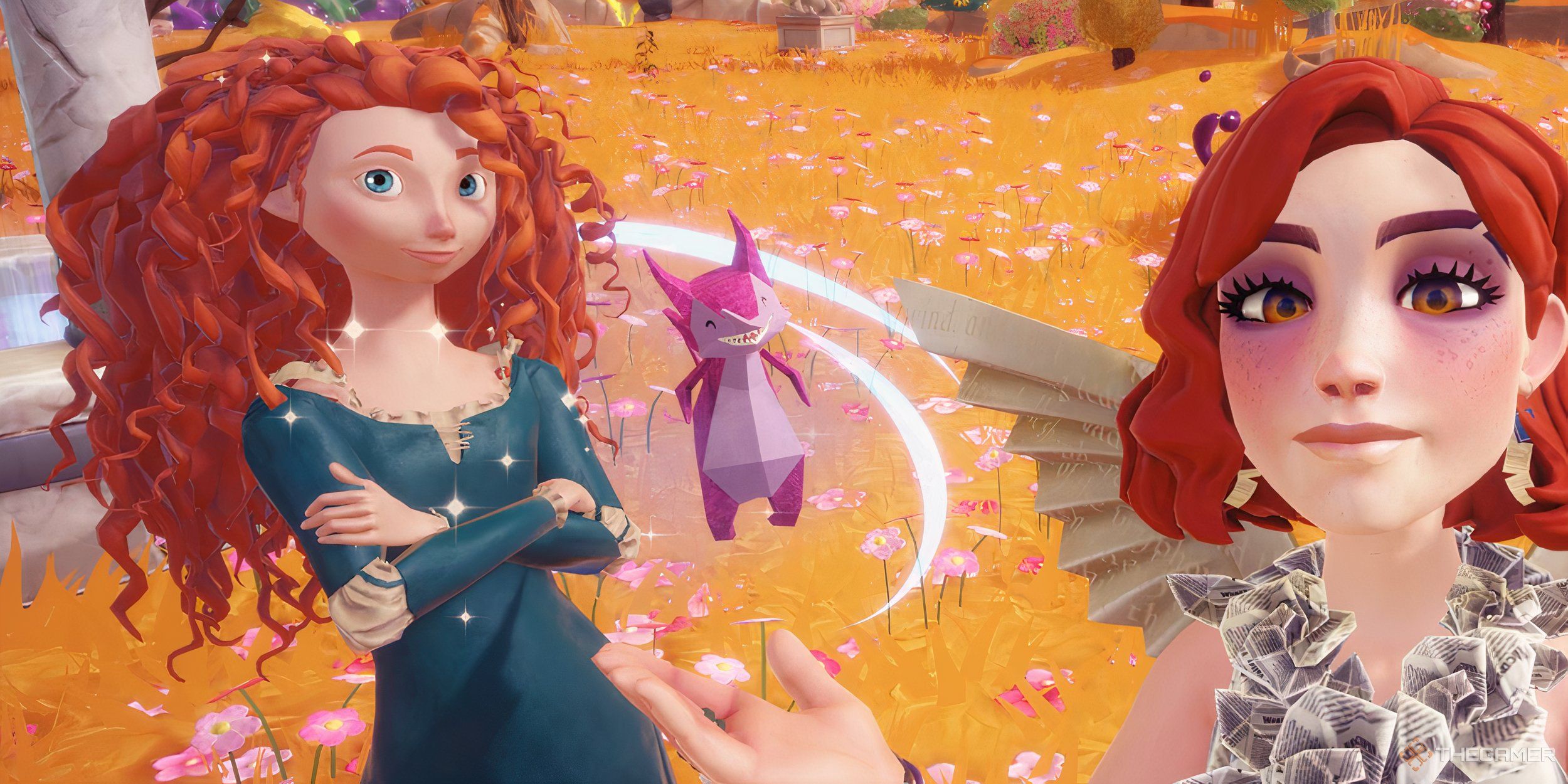 The avatar and Merida with a Pink Demon Snippet in the Elysian Fields.