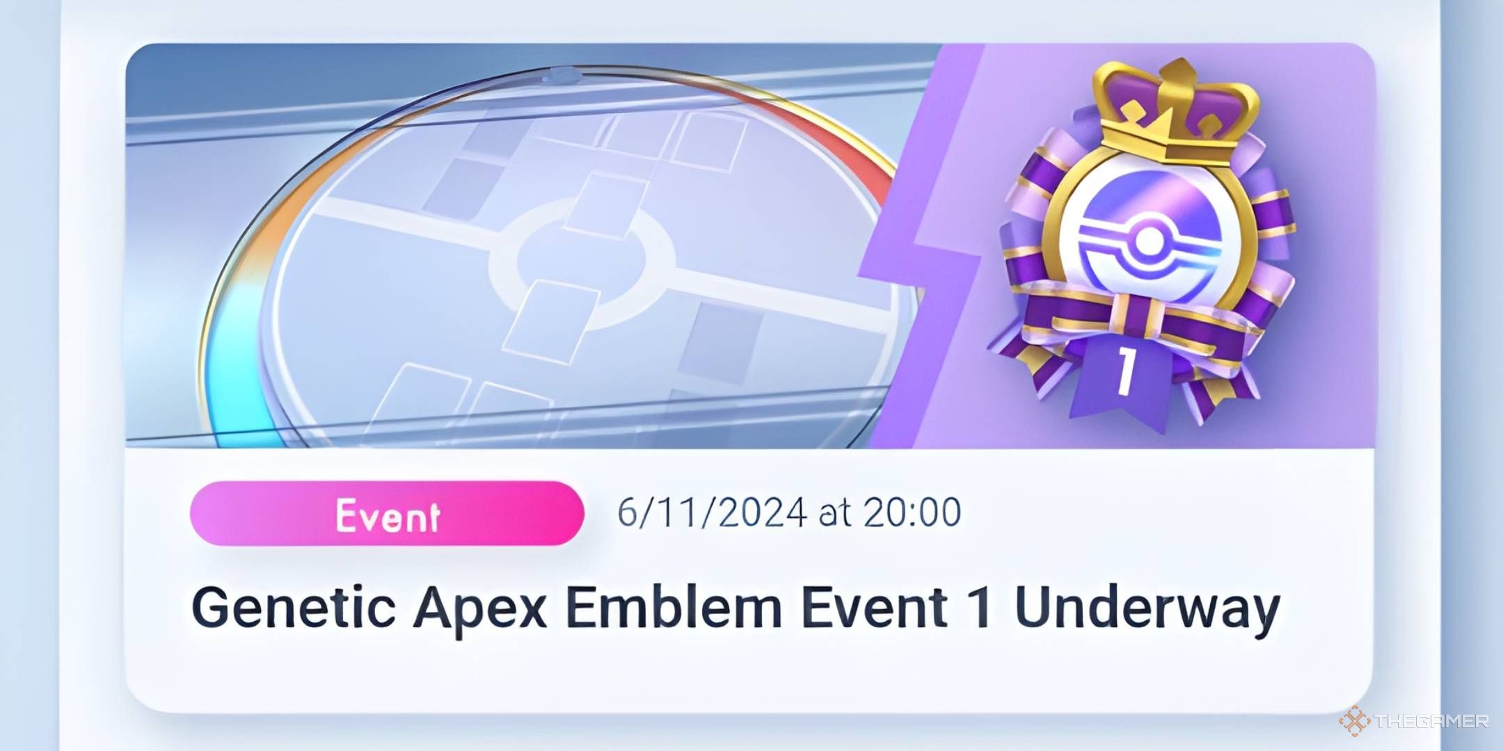 The Genetic Apex Emblem Event 1 announcement button.