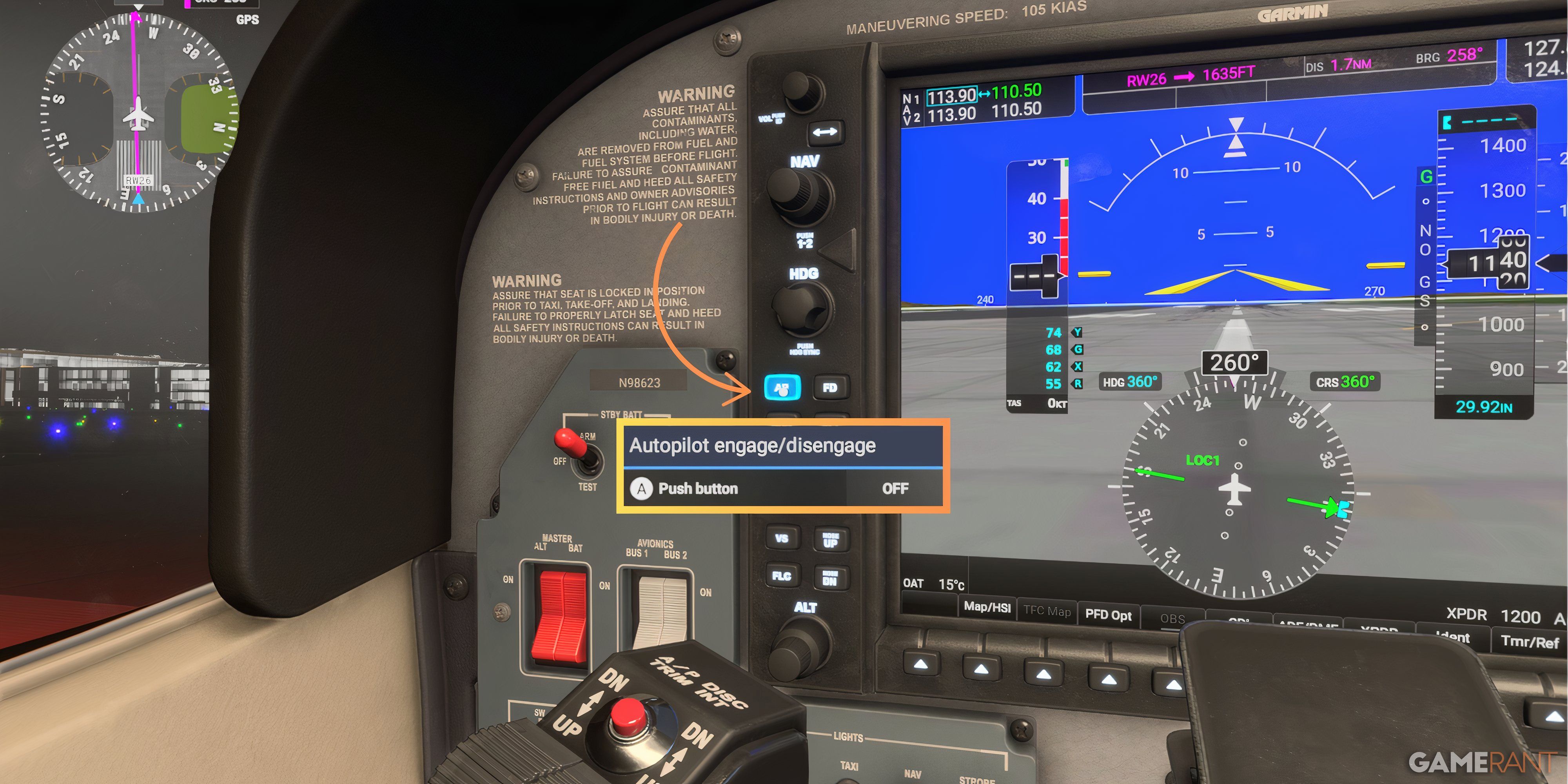 msfs 2024's autopilot button in the plane's cockpit.