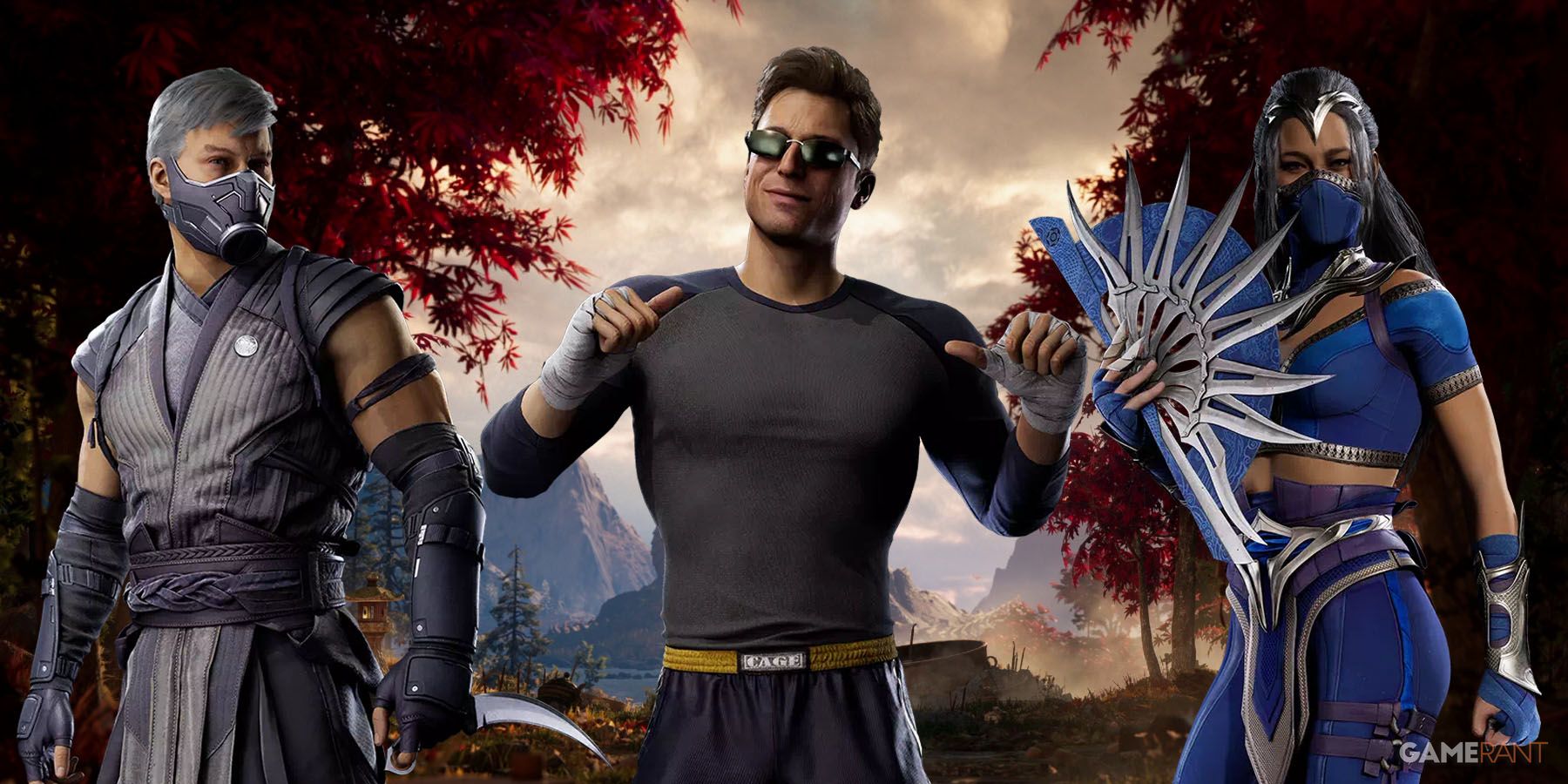 Smoke, Johnny Cage, and Kitana in Mortal Kombat 1