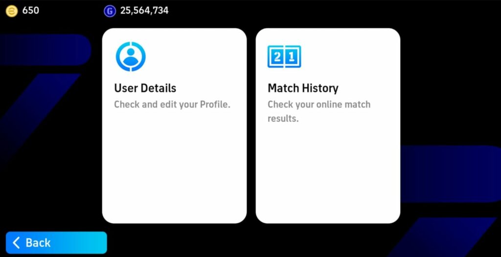 eFootball 2024 user details