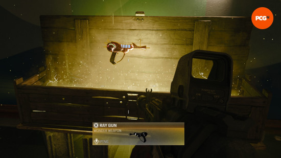 A player gets the Ray Gun Wonder Weapon out of the Mystery Box in Black Ops 6 Zombies.