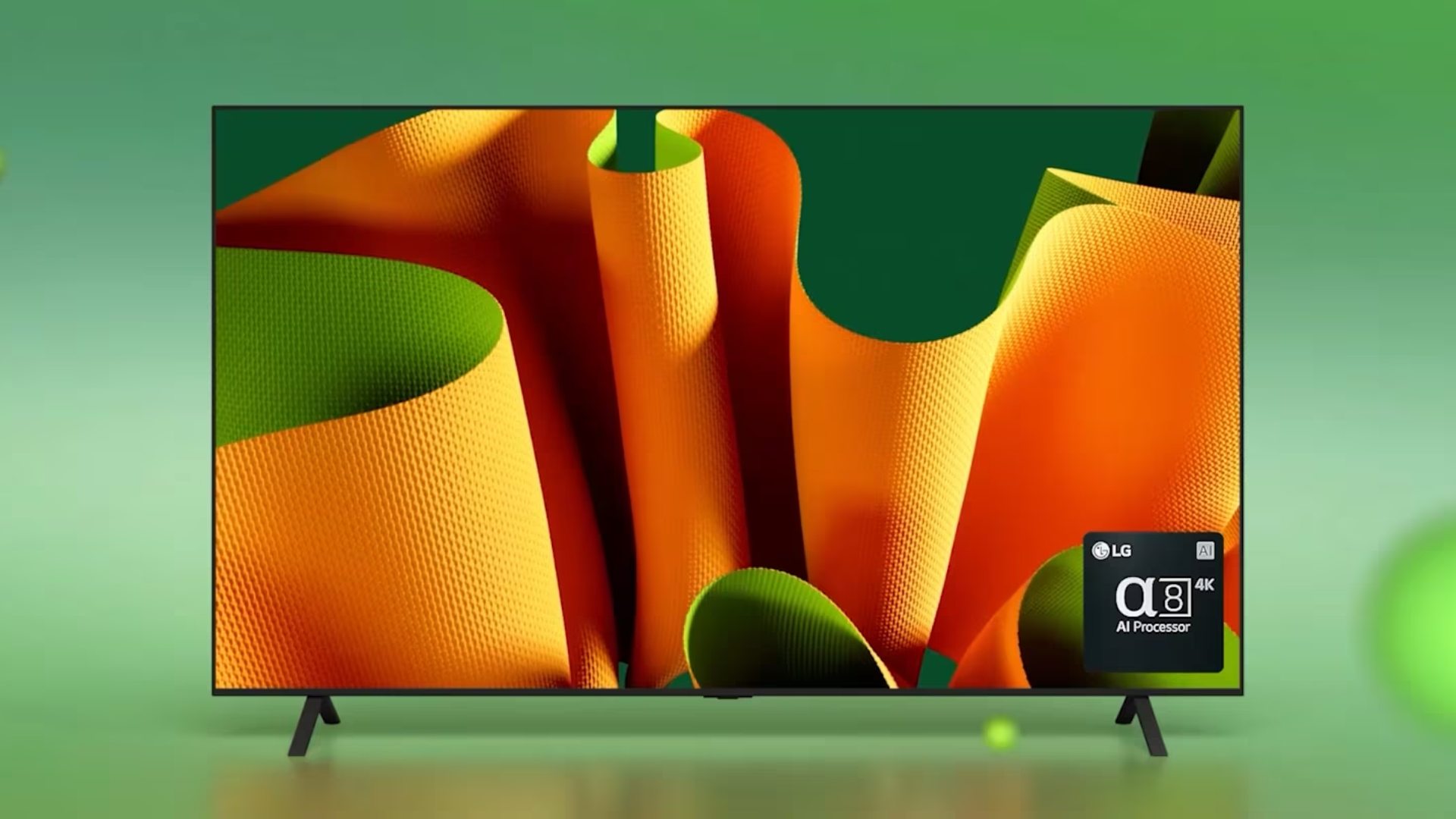 LG OLED B4 TV with green backdrop