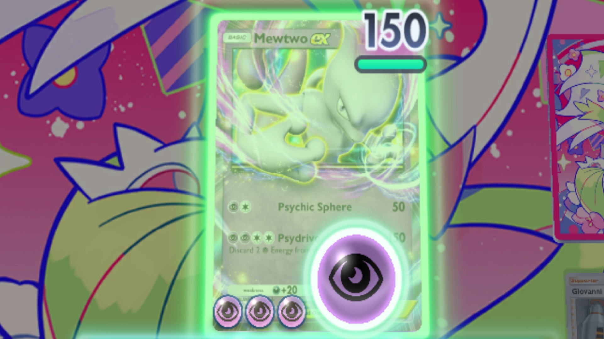 Pokemon TCG Pocket screenshot of the MewTwo EX card