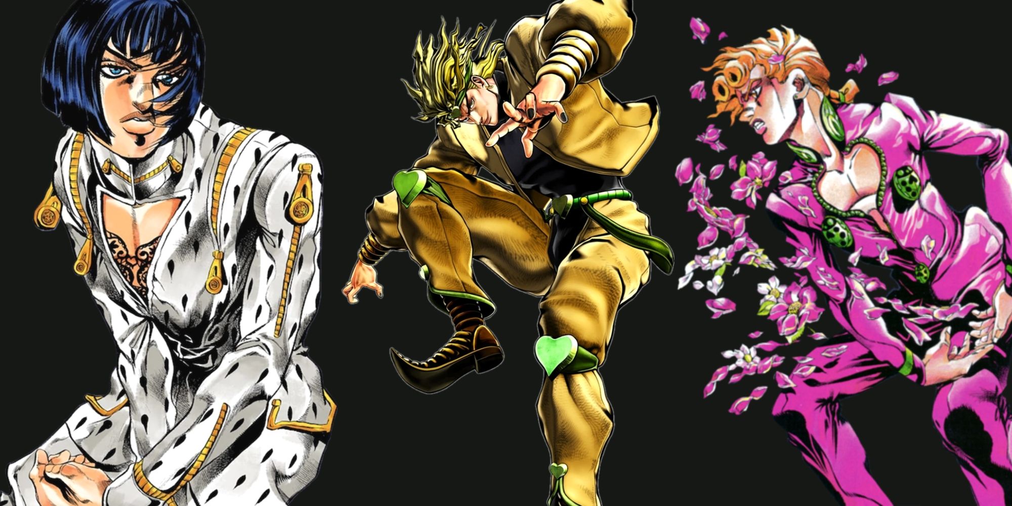 Bruno Bucciarati, Dio Brando, and Giorno Giovanna in Jojo's bizarre adventure