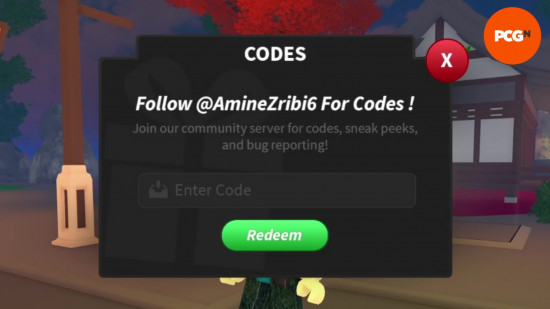 The menu to redeem Jujutsu Piece codes