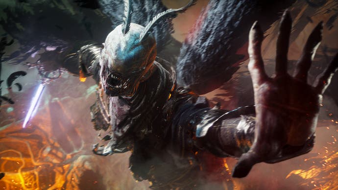 Lords of the Fallen screenshot showing a demonic creature reaching out towards the camera.