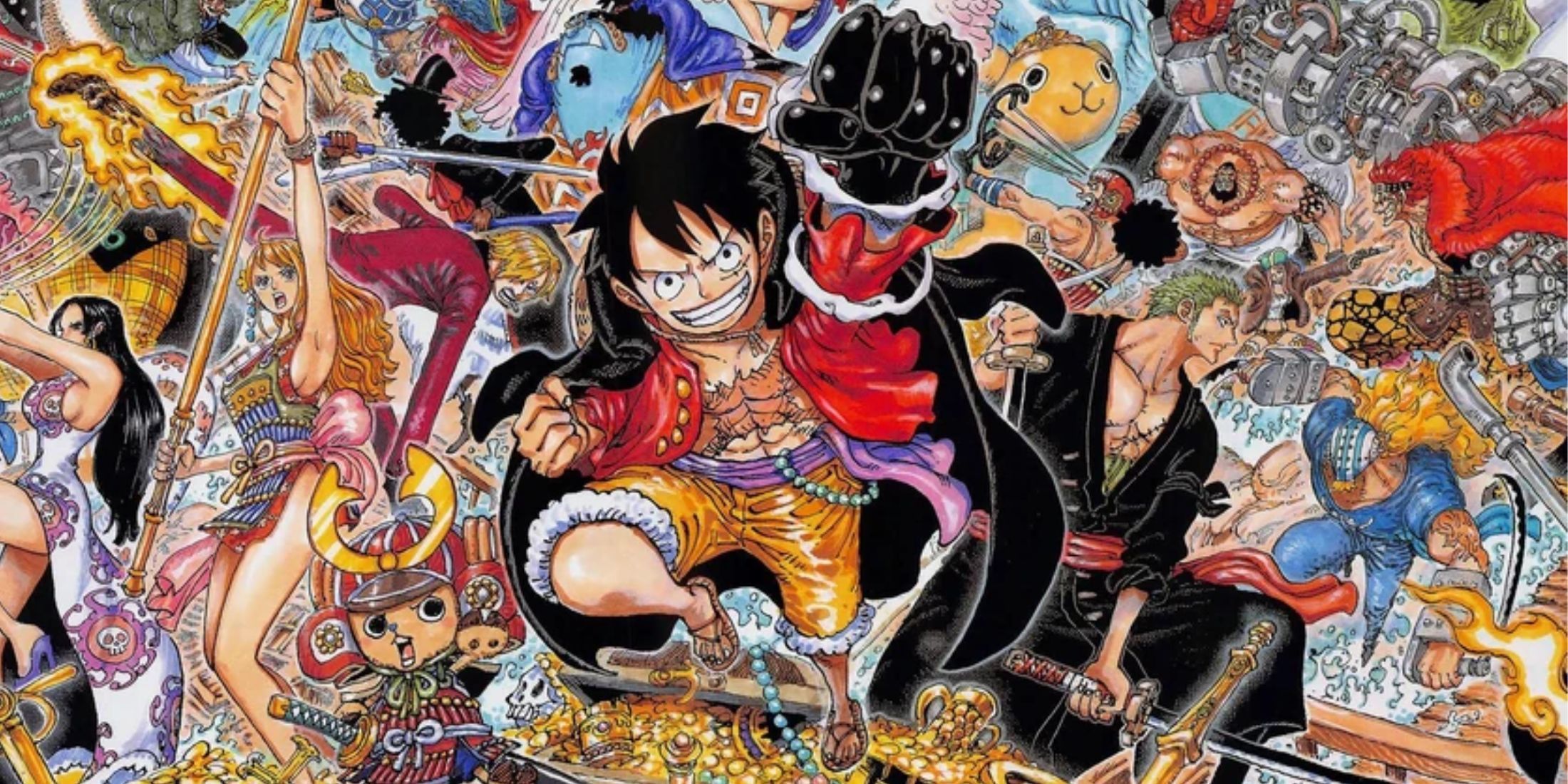 Official manga coloring of a One Piece cover page from during the Wano Country Saga.