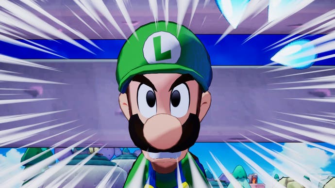 Luigi gets furious in this screen from Mario & Luigi: Brothership.