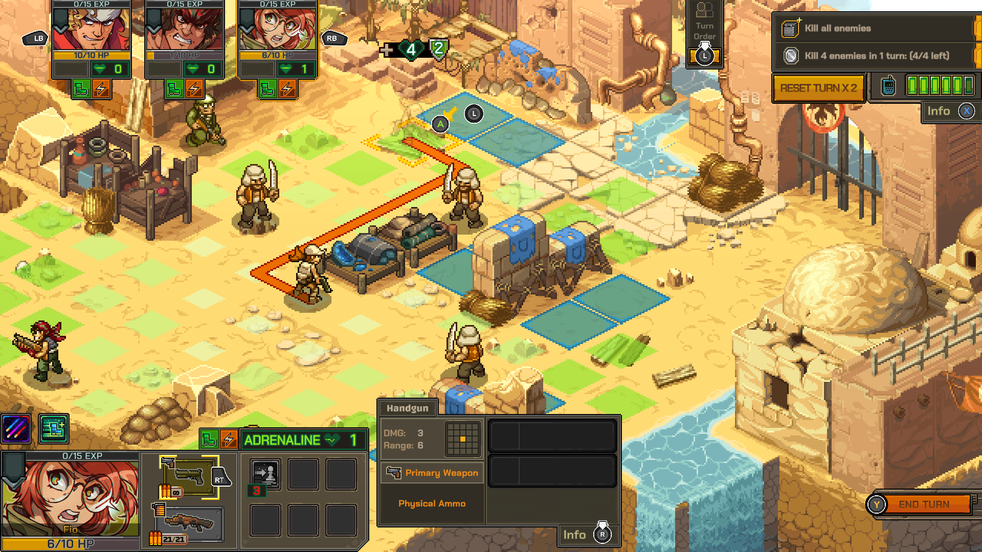 Metal Slug Tactics, an ally cut-in appears to assist Marco in an attack