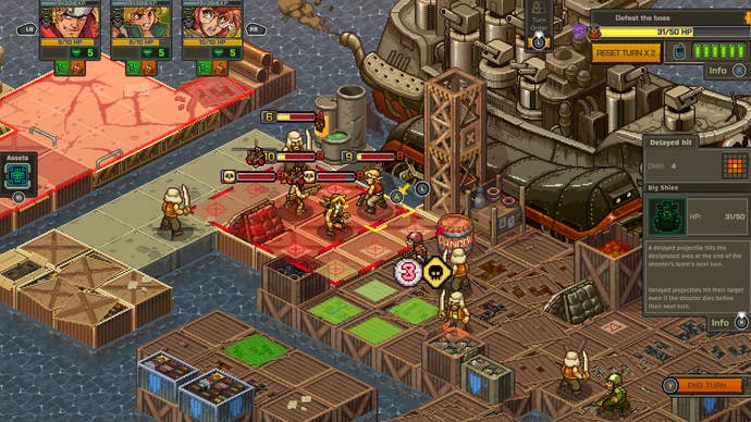 Metal Slug Tactics screenshot - boat boss fight