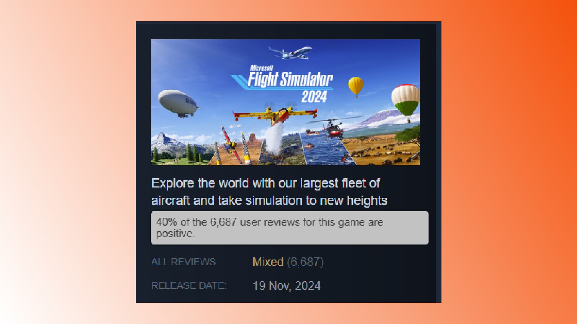 Microsoft Flight Simulator 2024 Steam reviews: Ratings for simulation game MSFS 2024