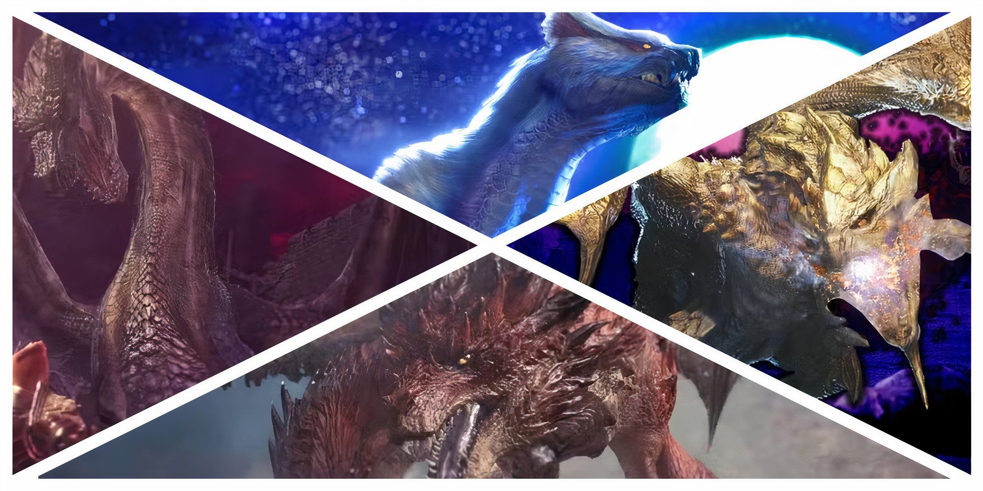 Fatalis, Gold Rathian, Lucent Narcacuga and Safi'jiiva in Monster Hunter 