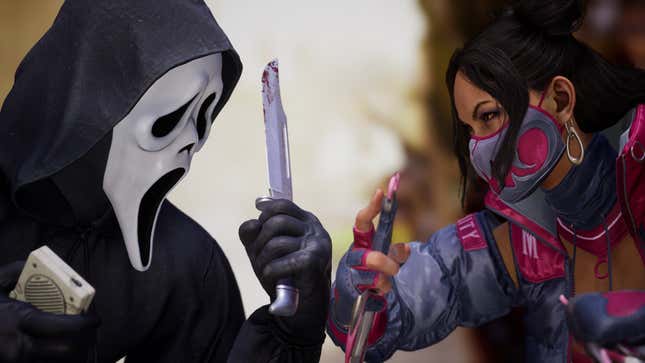 Ghostface and Mileena clash before a match.