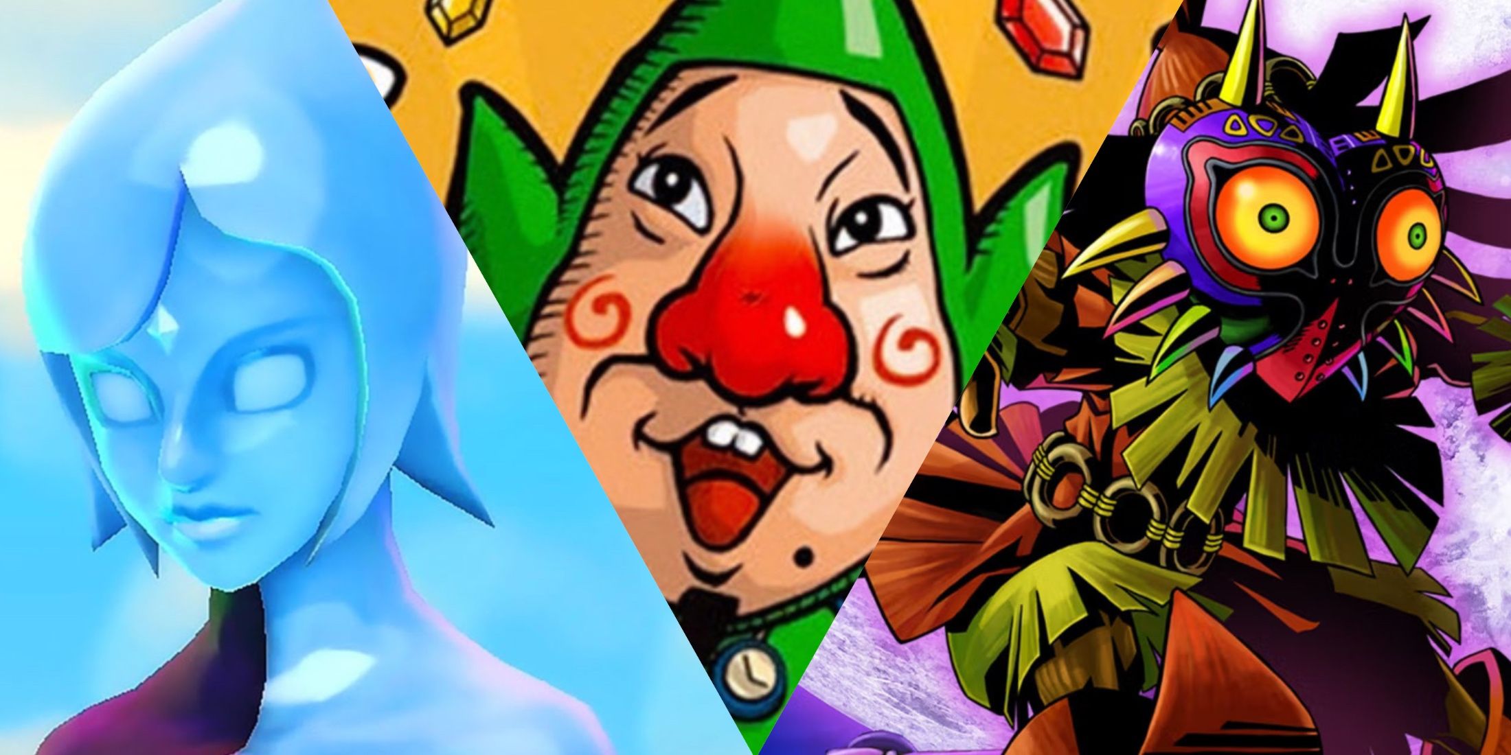 Polarising characters in Zelda L to R: Fi, Tingle, Skull Kid